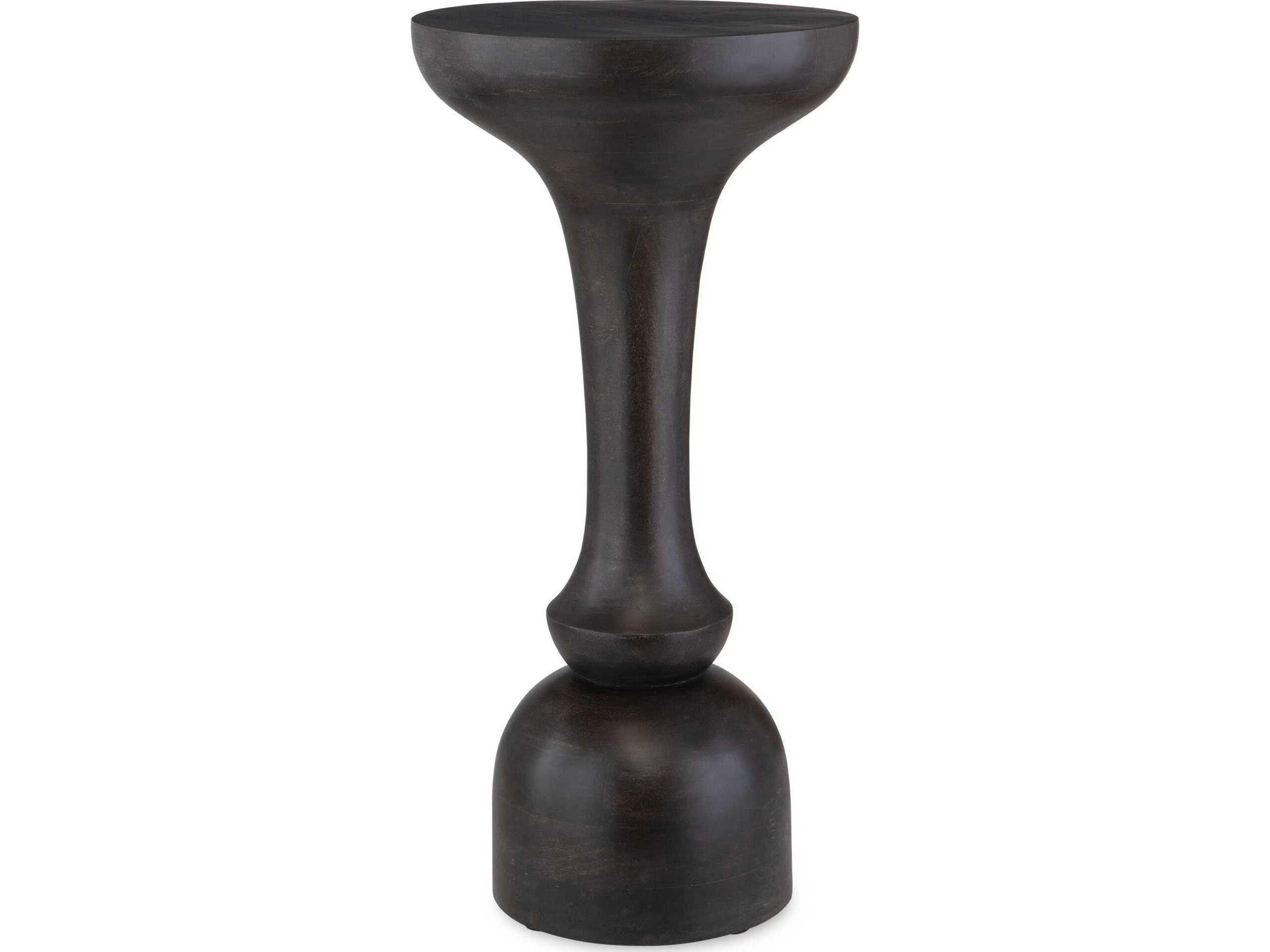 Gambit Round Wood Black End Table