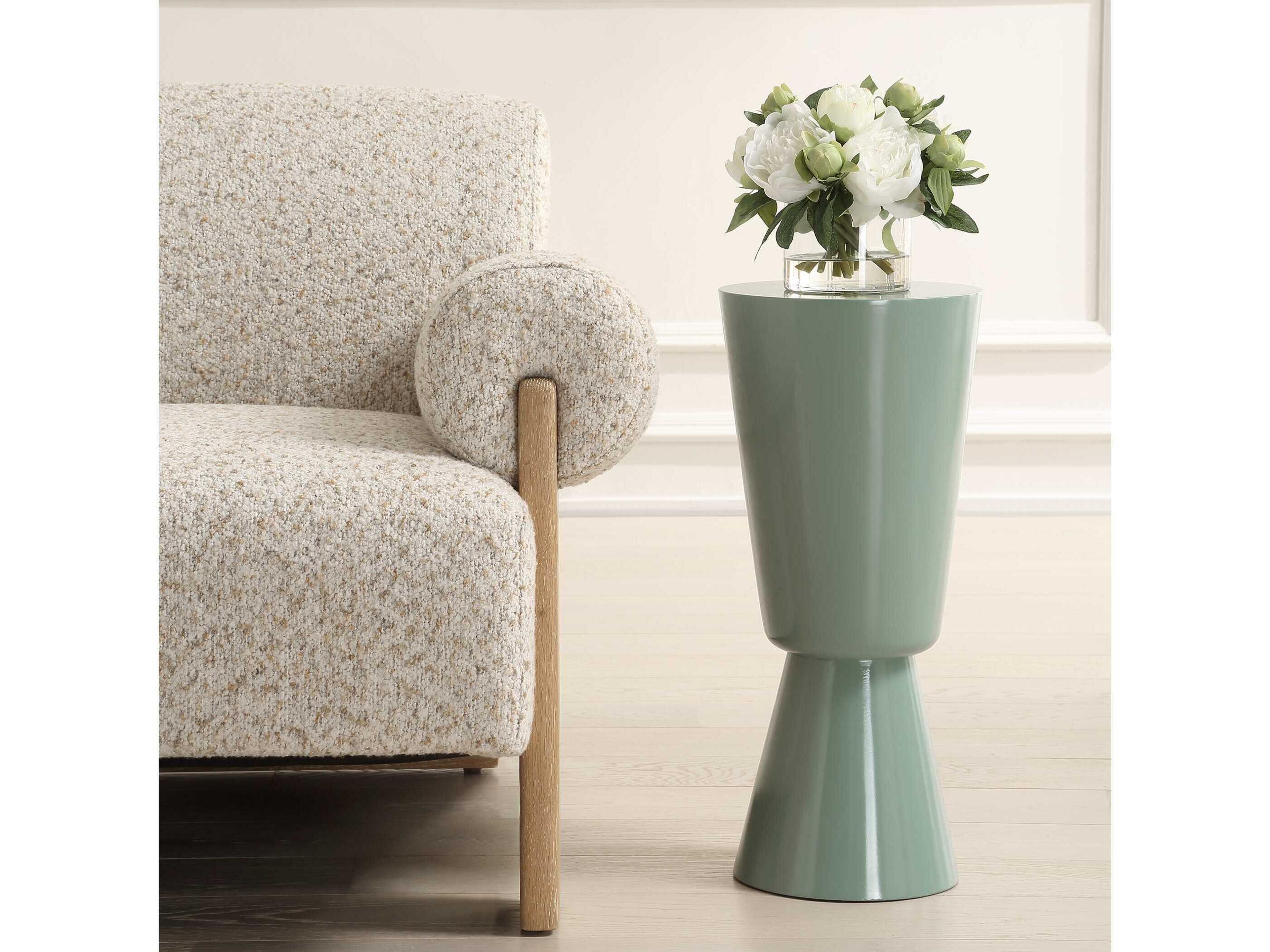 Uttermost Sabetha Round Wood Gloss Blue End Table