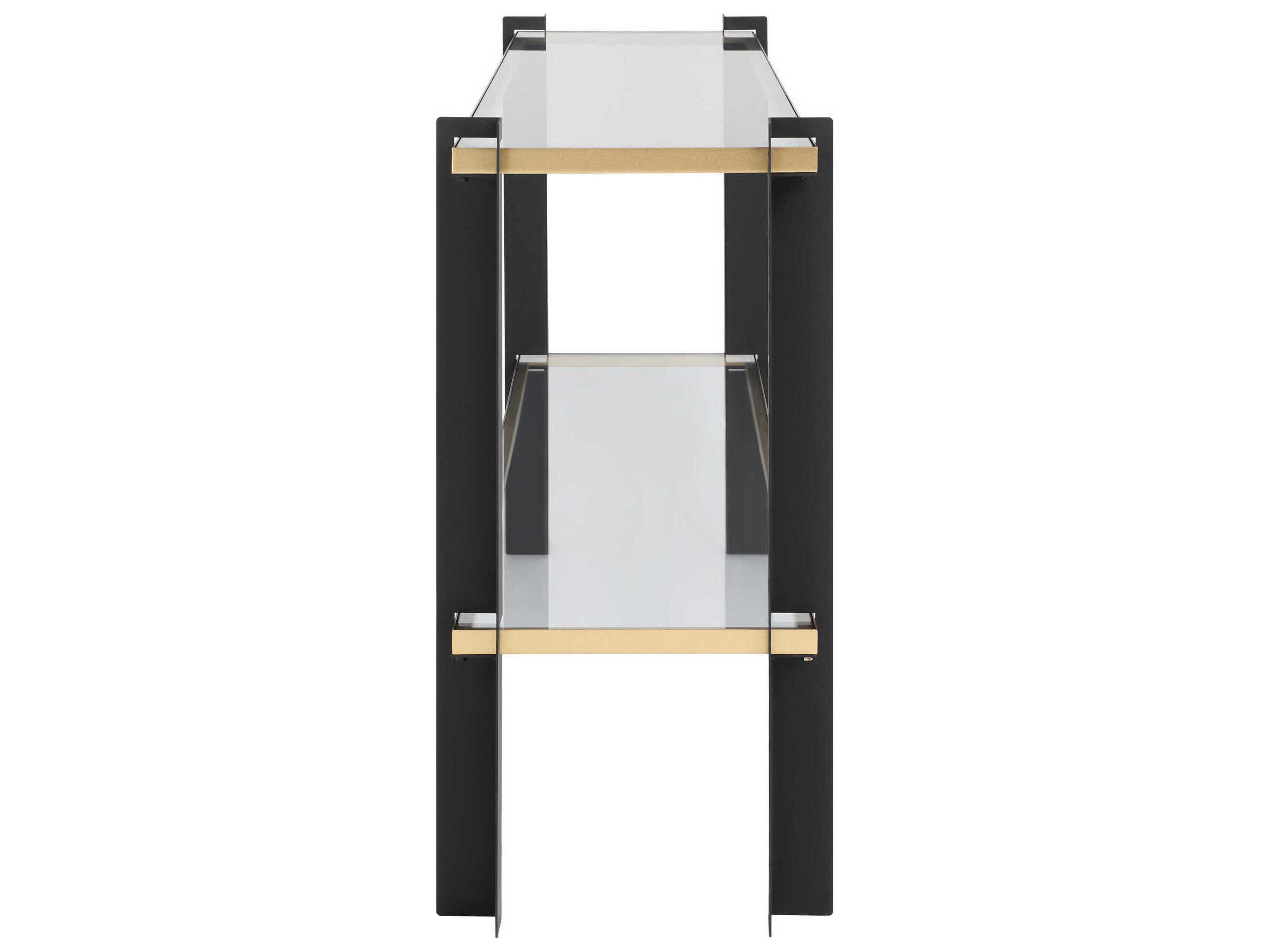 Uttermost Cunene Rectangular Glass Matte Black Gold Leaf Console Table