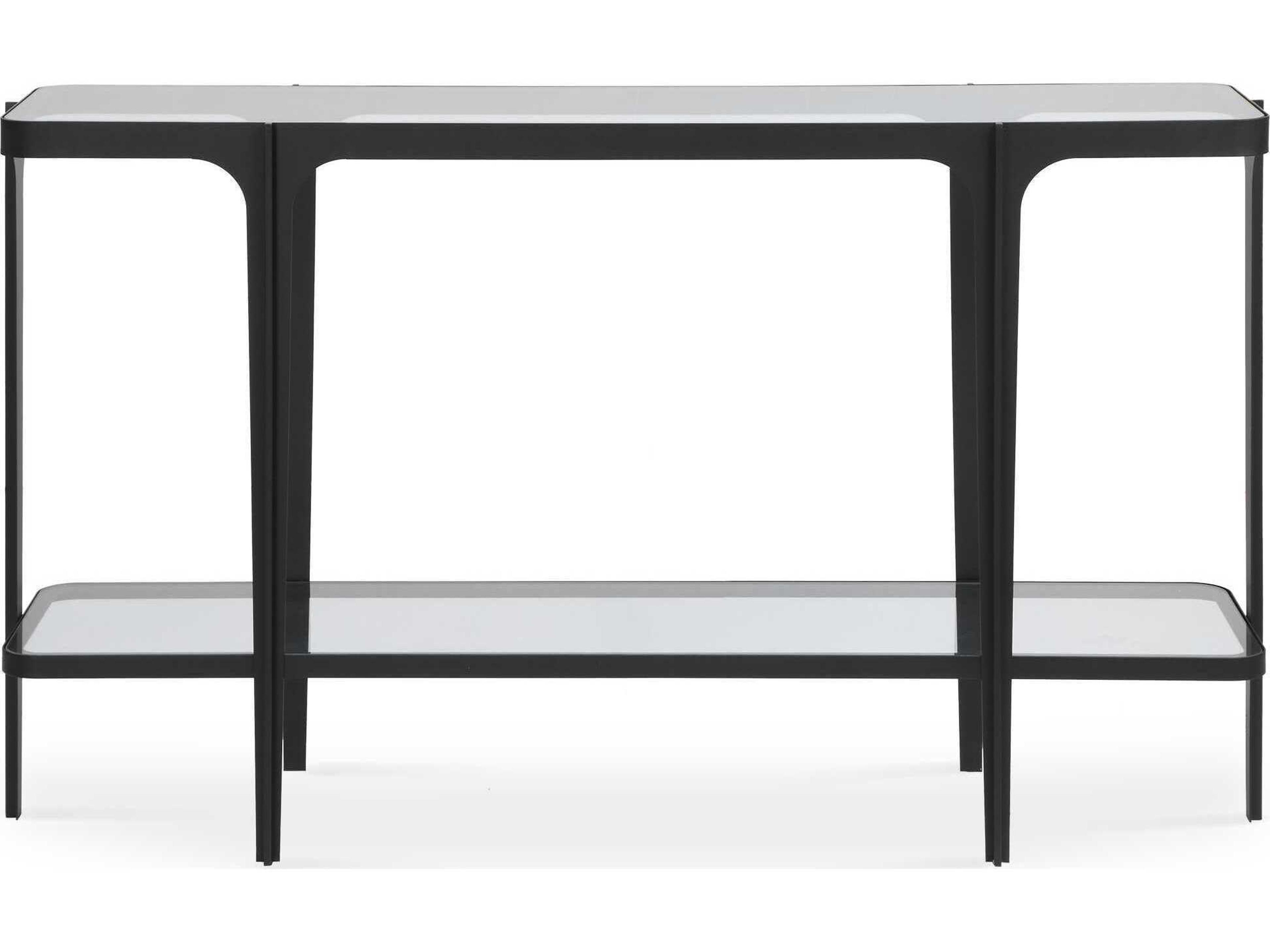 Atchison Rectangular Glass Satin Black Console Table