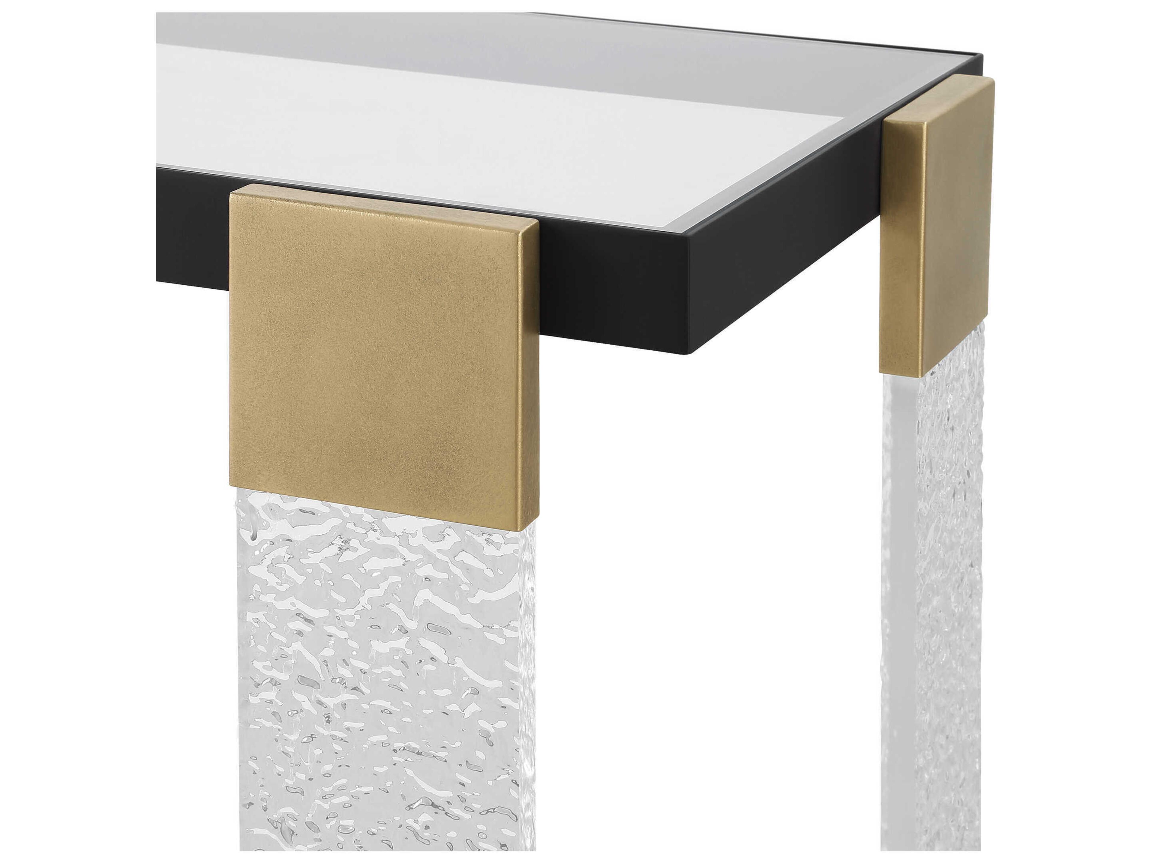 Uttermost Bendena Rectangular Glass Satin Black Brass End Table