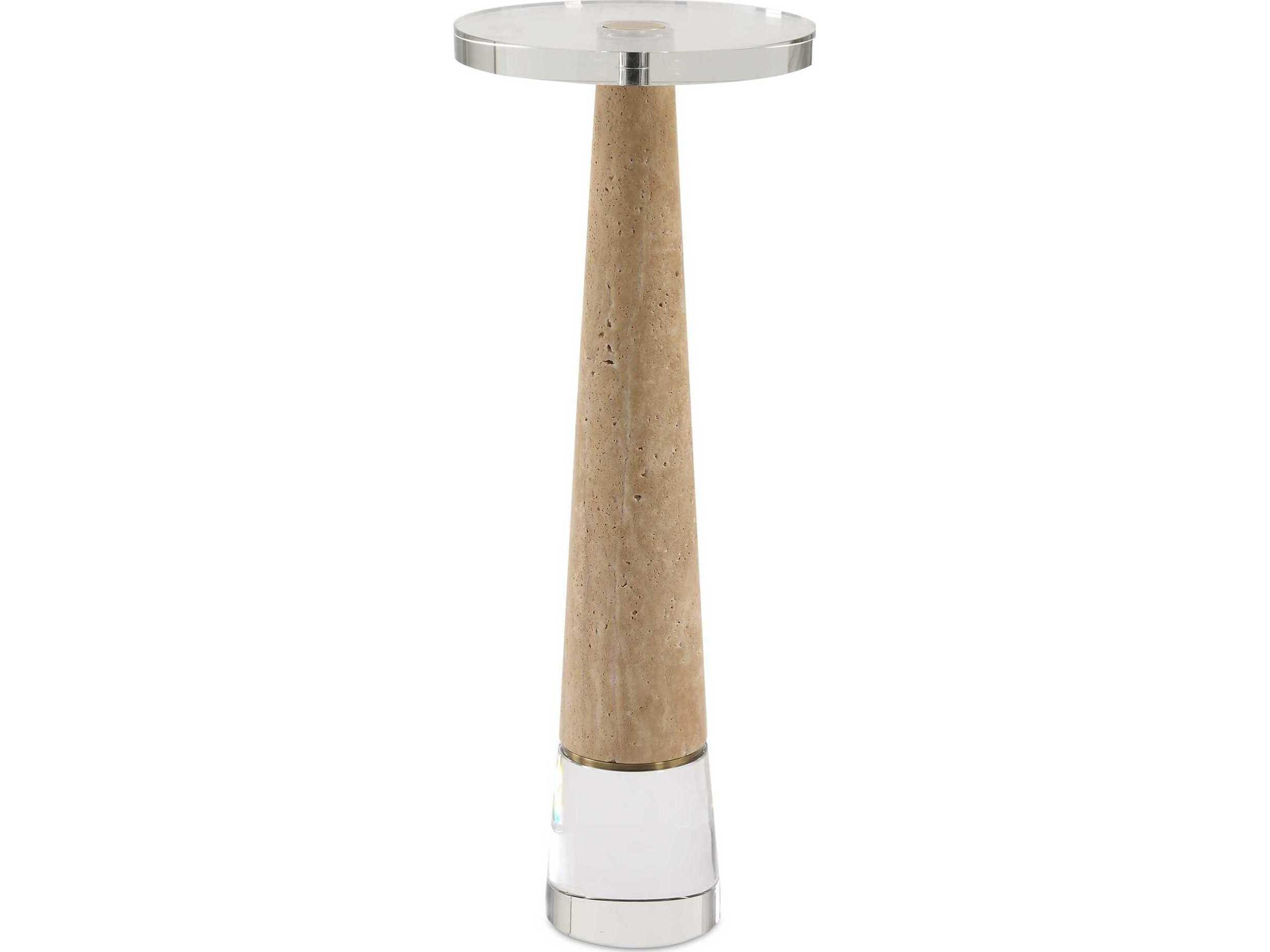 Niari Round Clear Gold End Table