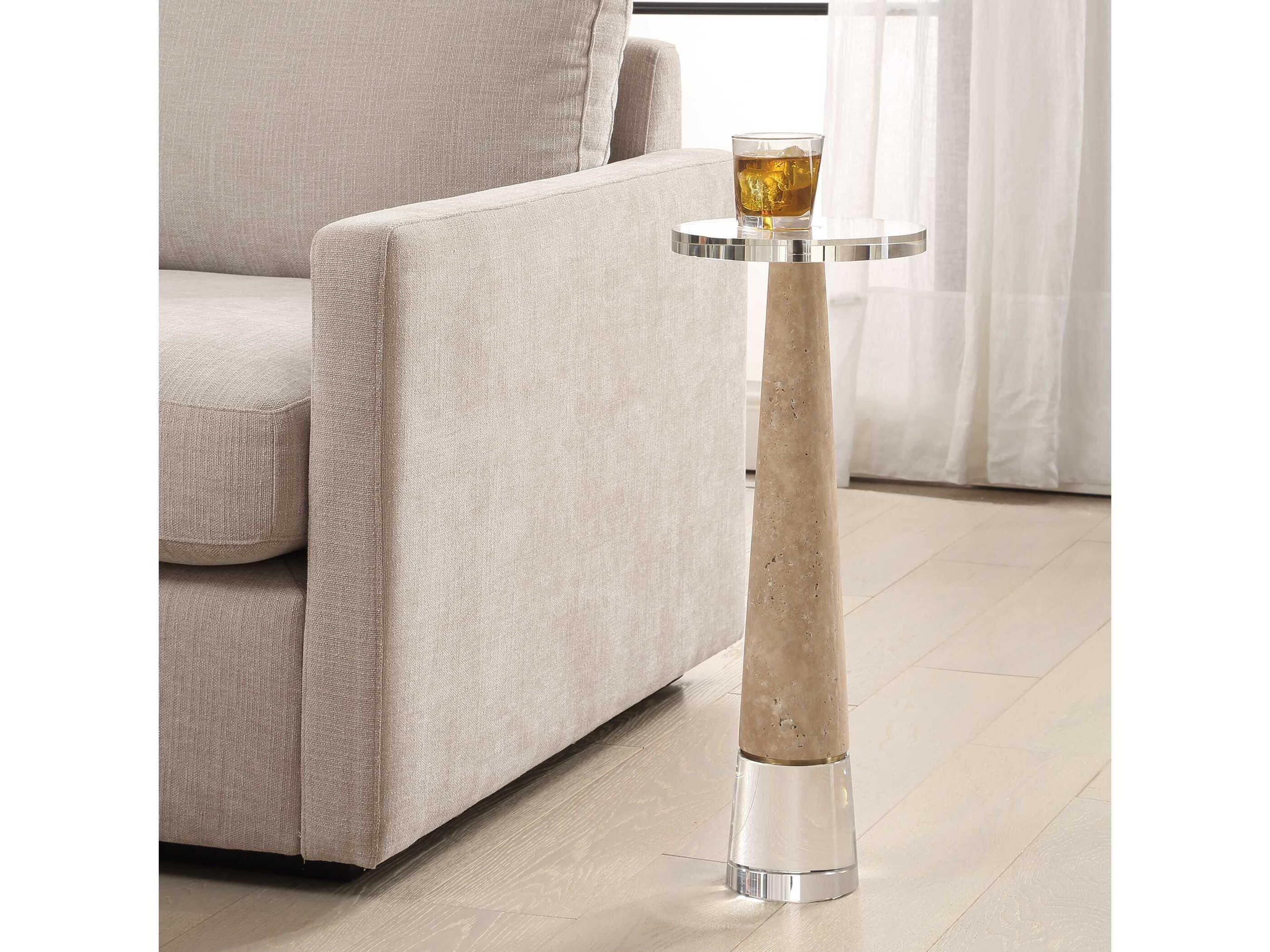 Uttermost Niari Round Clear Gold End Table