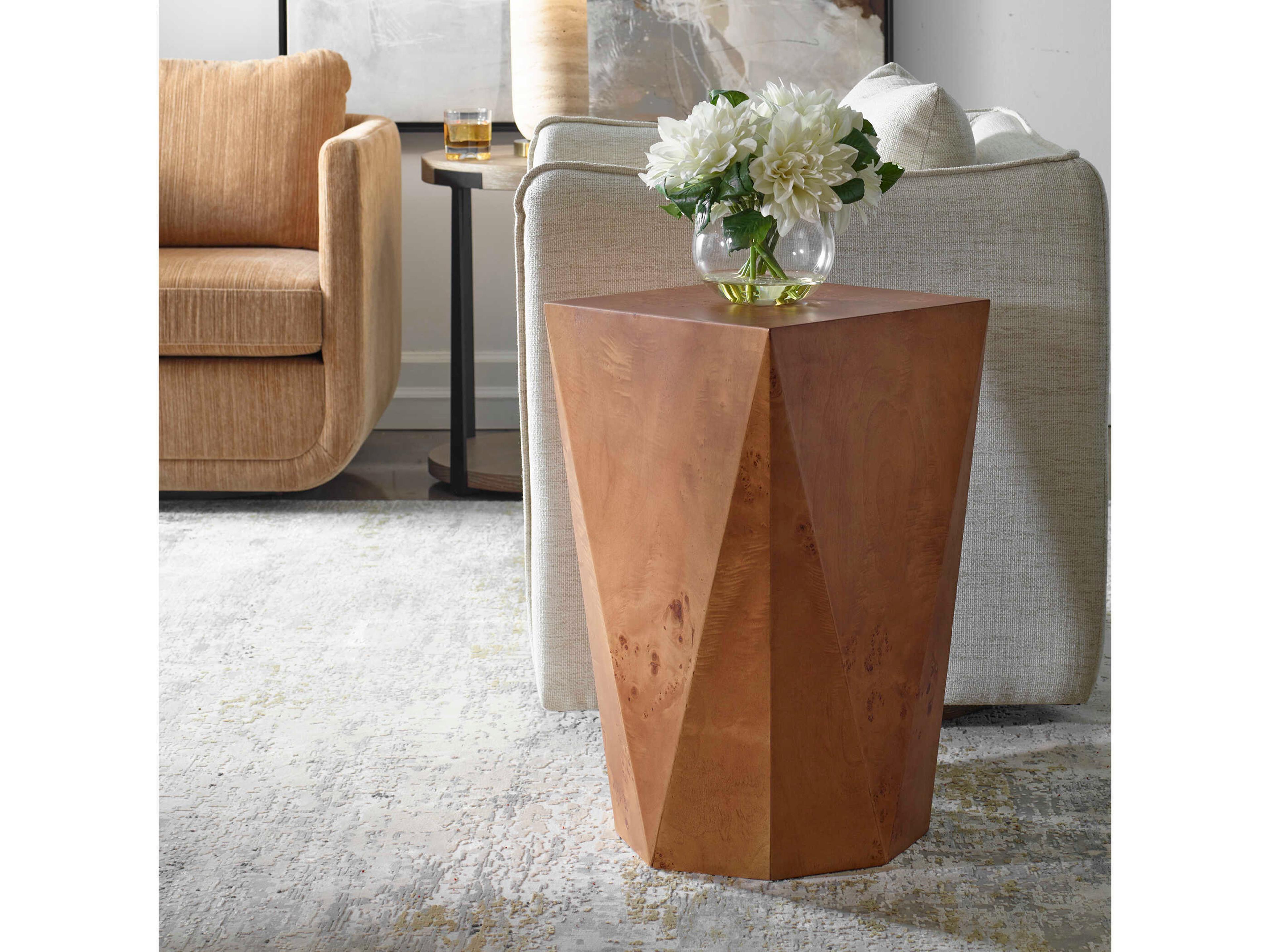 Uttermost Hughes Square Wood Caramel End Table