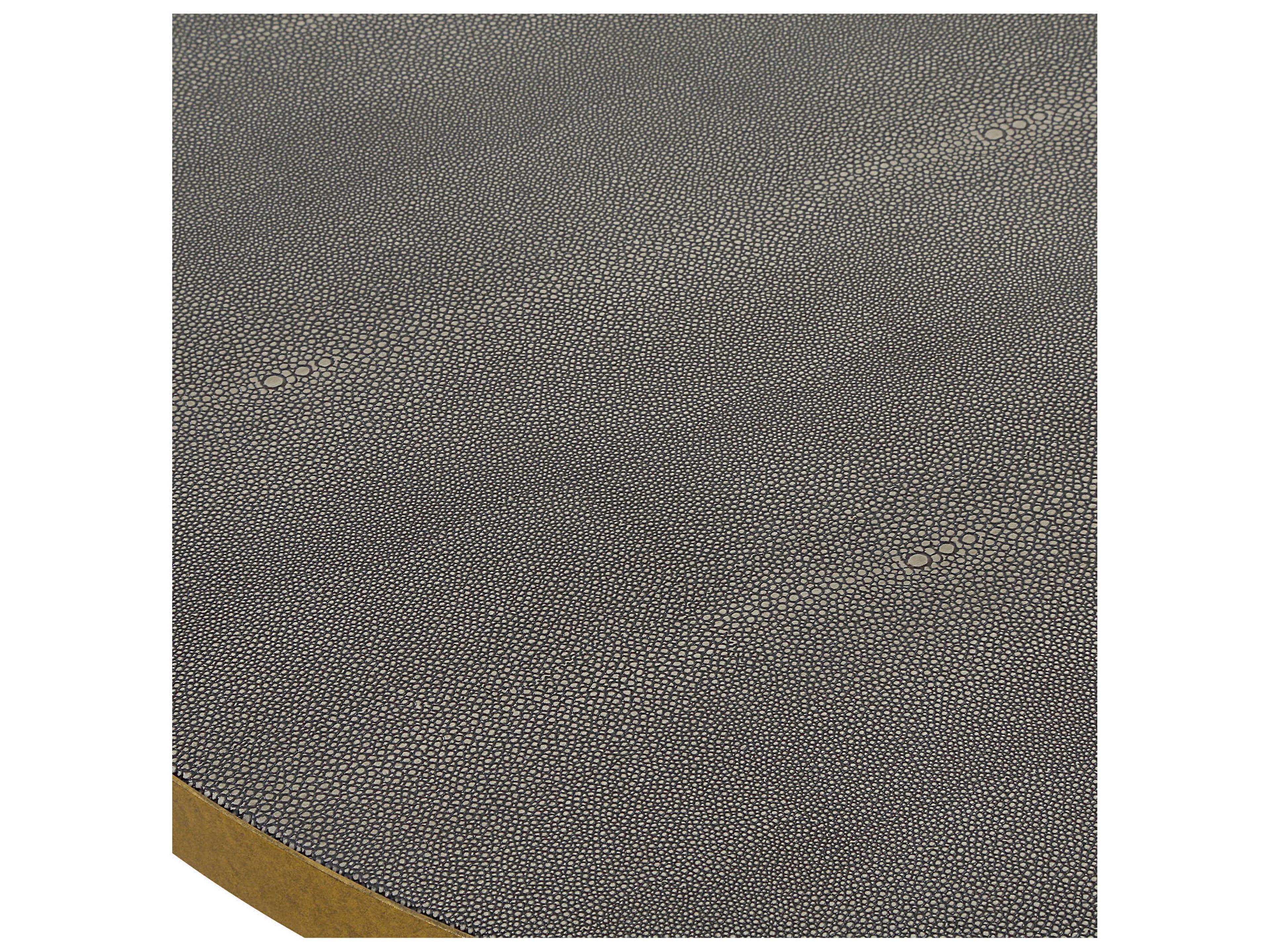 Uttermost Aragon Round Faux Leather Gray Brushed Brass Coffee Table