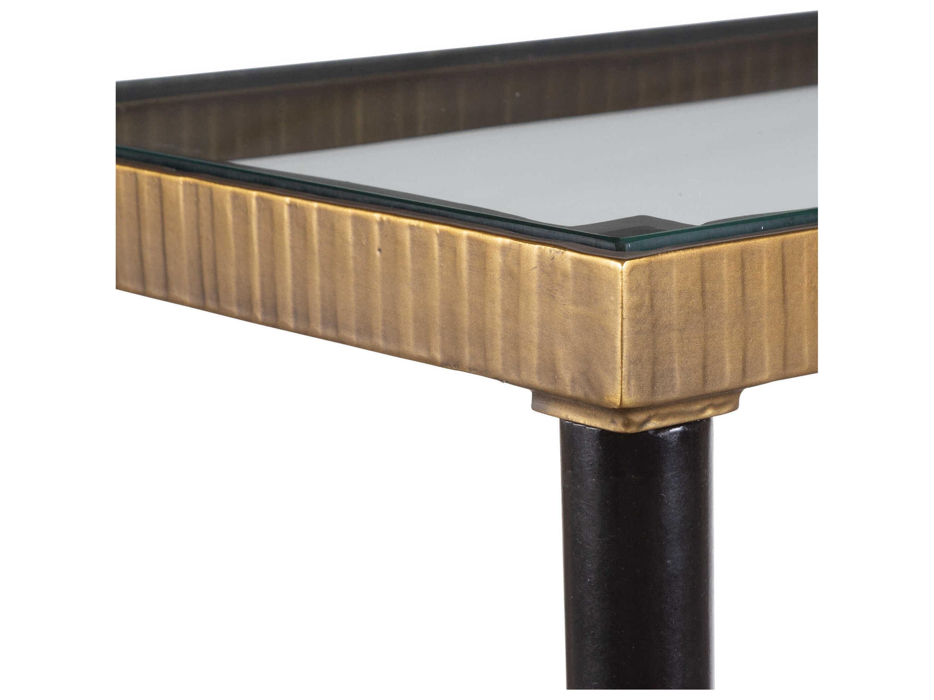 Uttermost Stiletto Rectangular Glass Antique Gold Black Console Table
