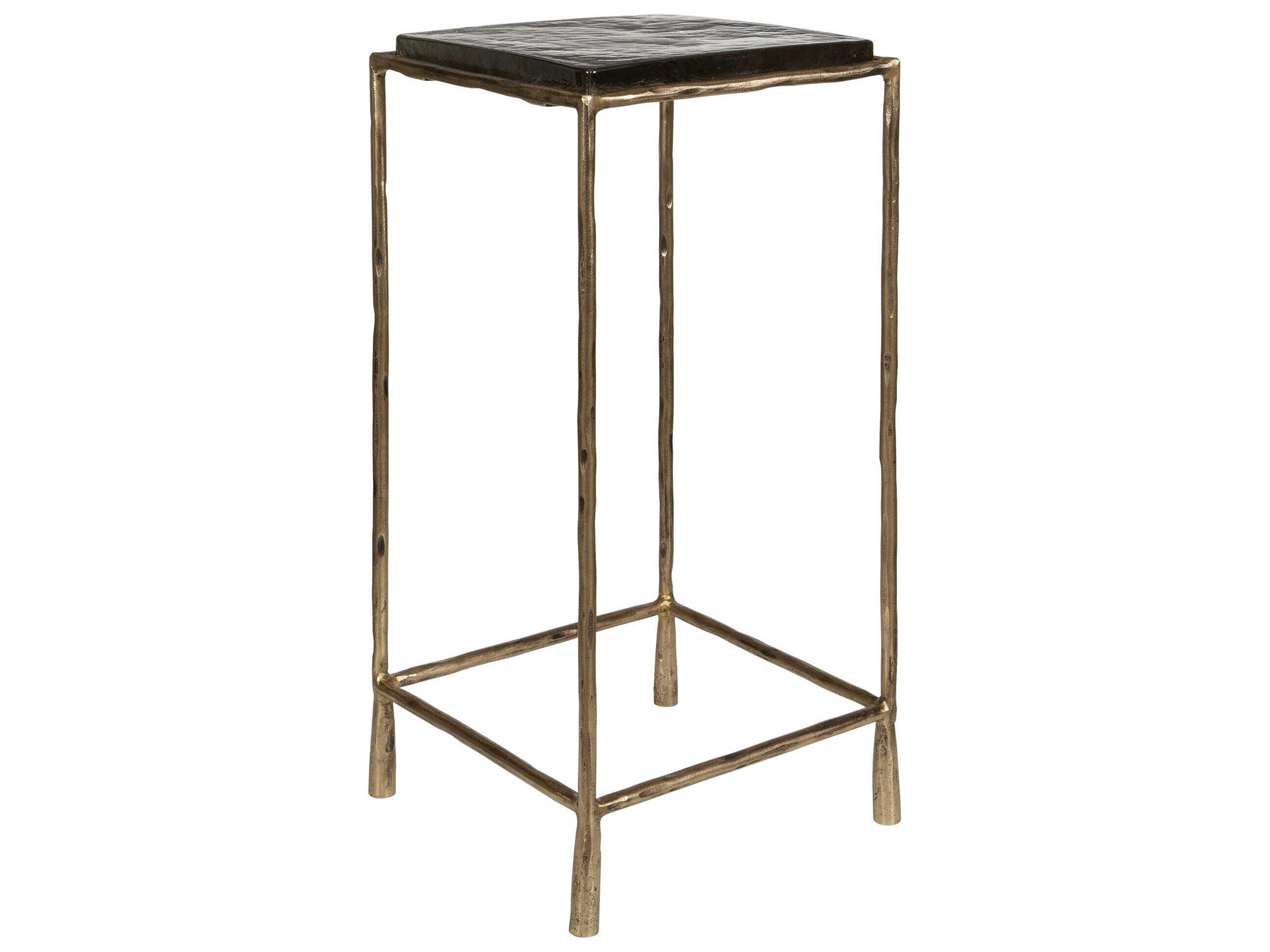 Uttermost Ovard Square Glass Richly Antiqued Gold End Table
