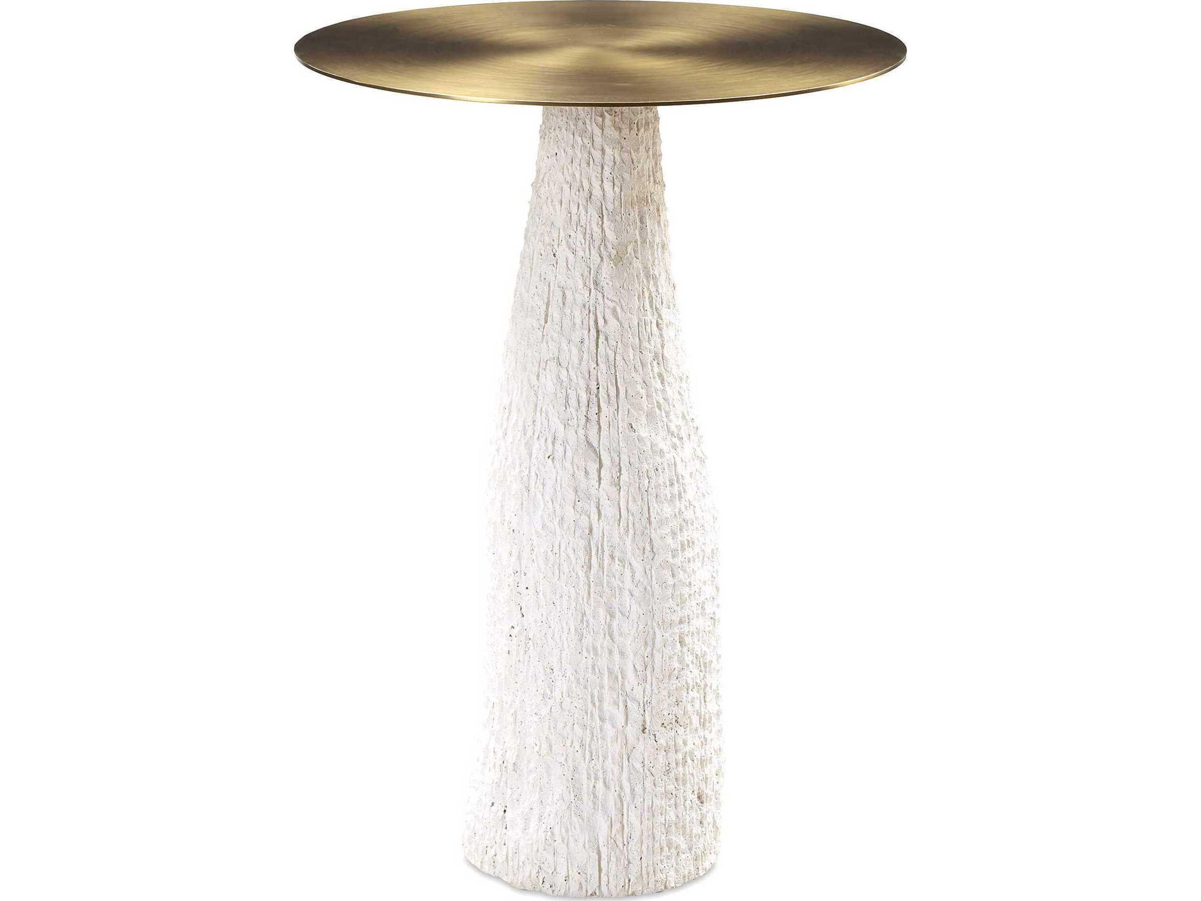 Uttermost Hollen Round Metal Gold White End Table