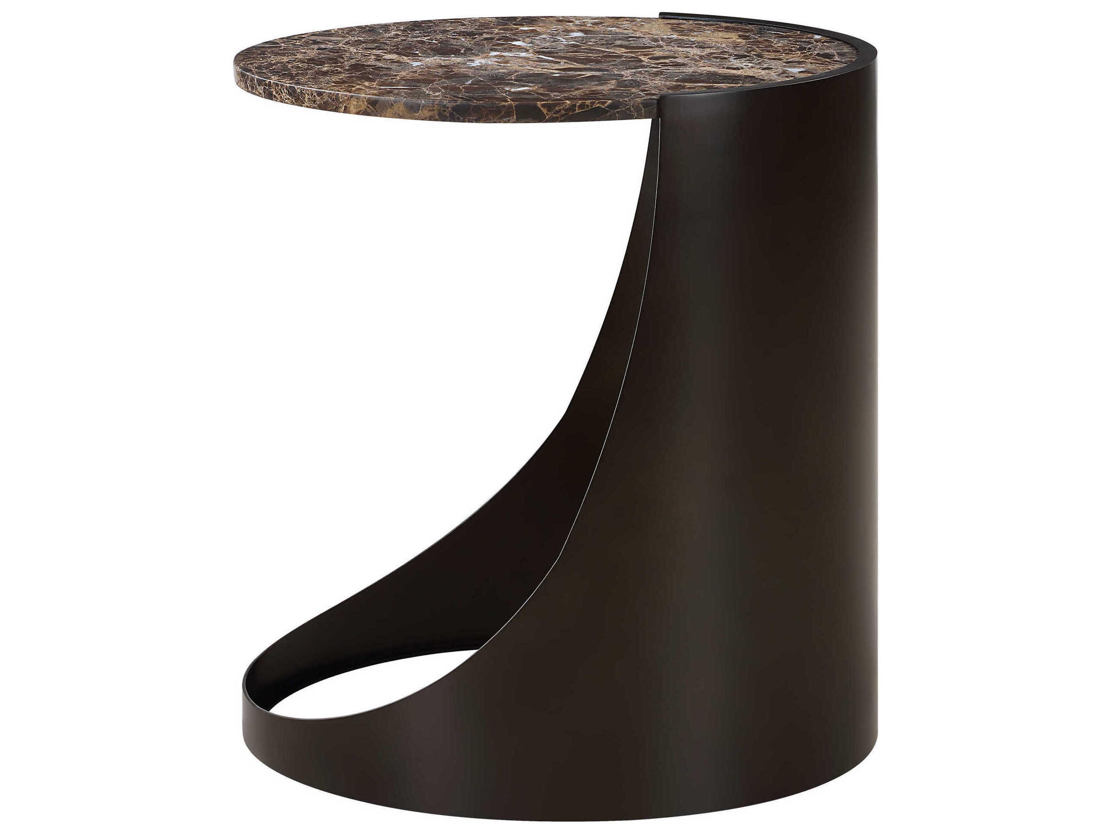 Uttermost Welling Oval Marble Chocolate Brown Black End Table