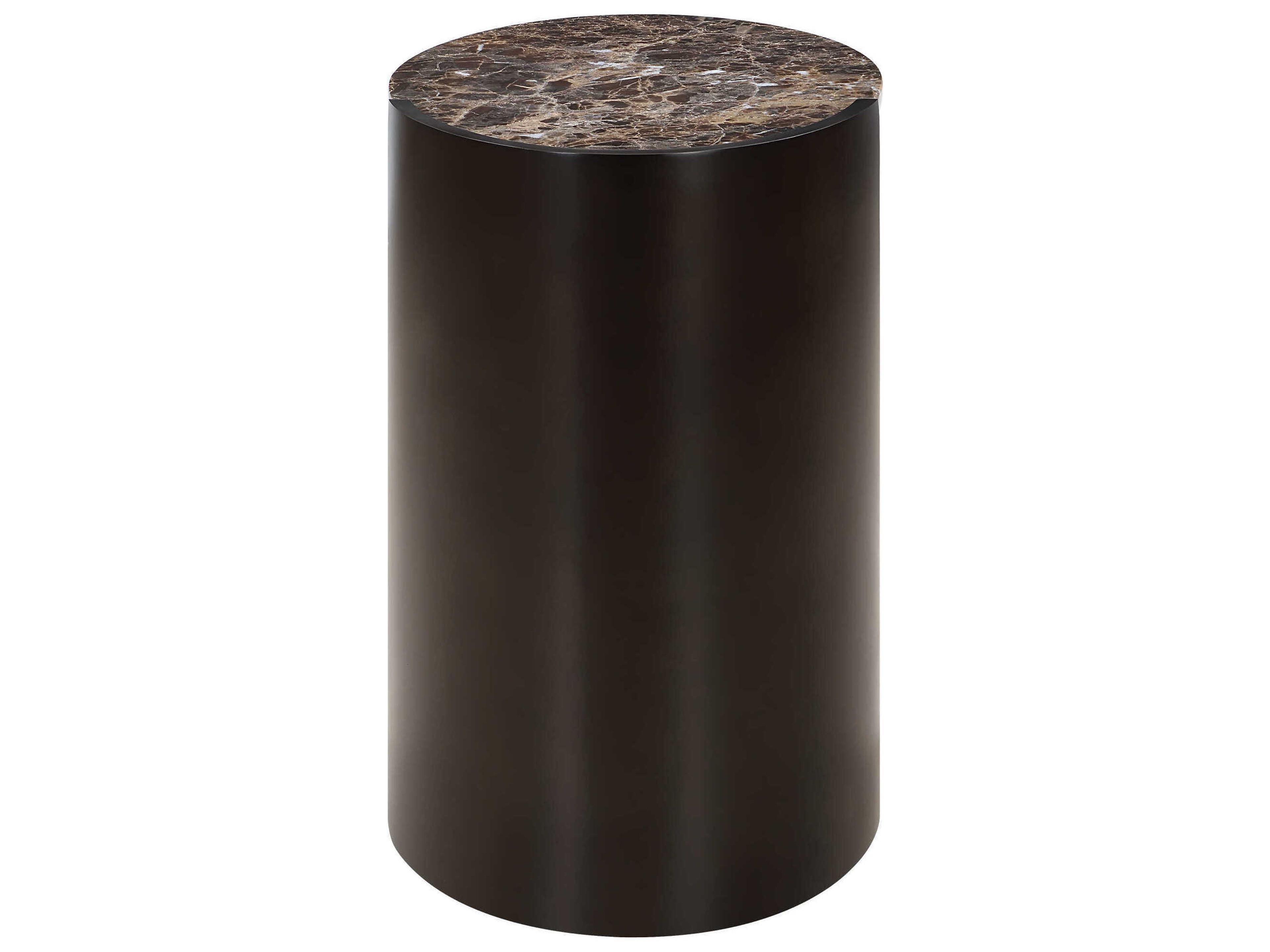 Uttermost Welling Oval Marble Chocolate Brown Black End Table