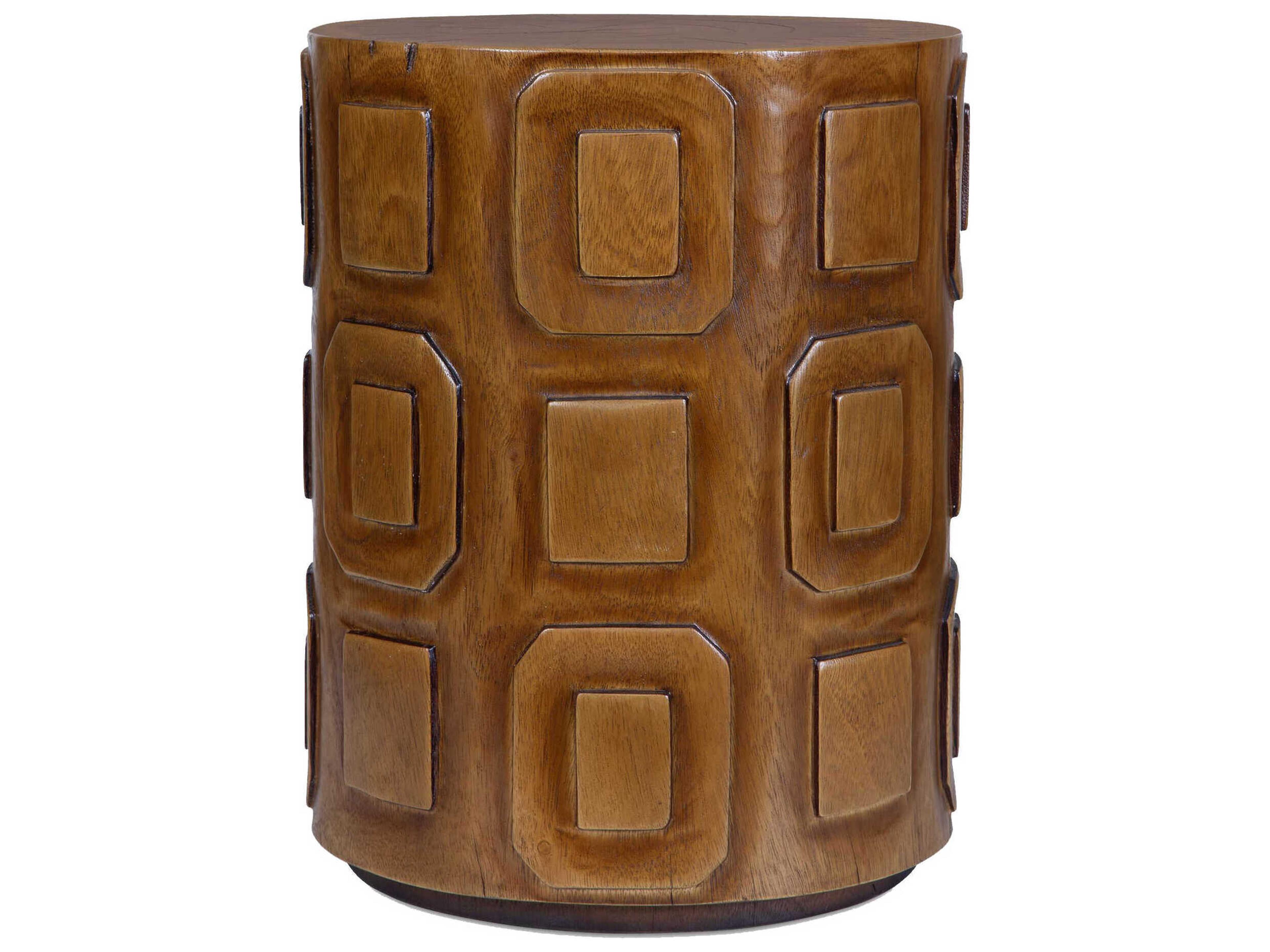 Uttermost Alson Round Wood Natural End Table