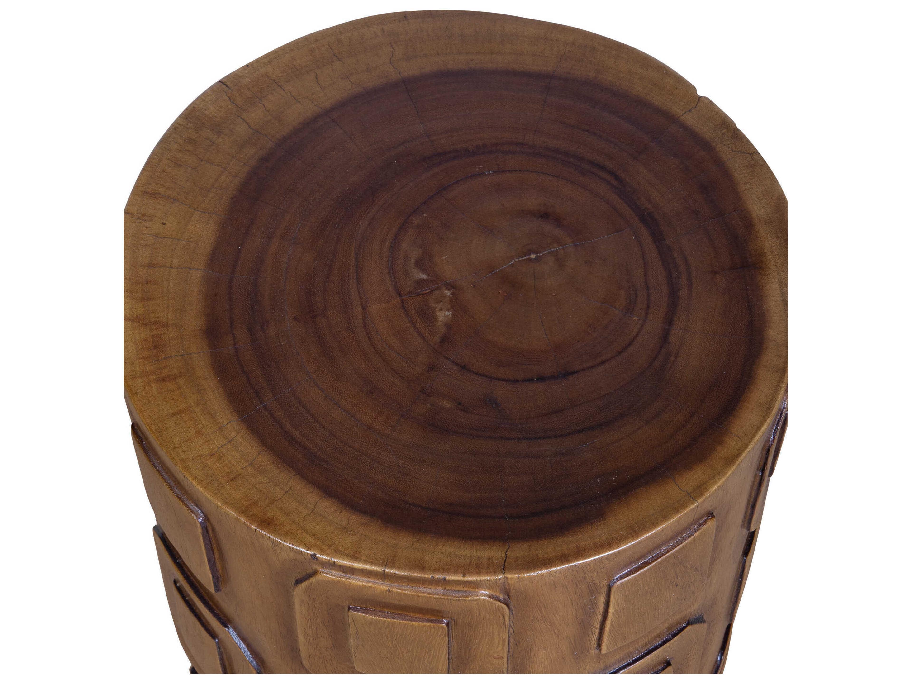 Uttermost Alson Round Wood Natural End Table