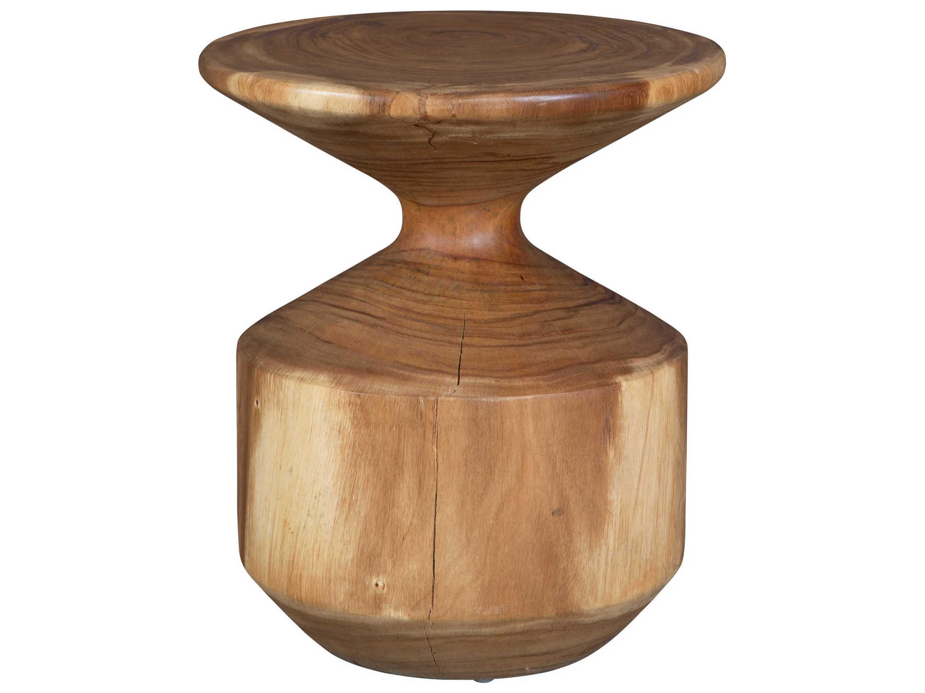 Lynx Round Wood Natural End Table