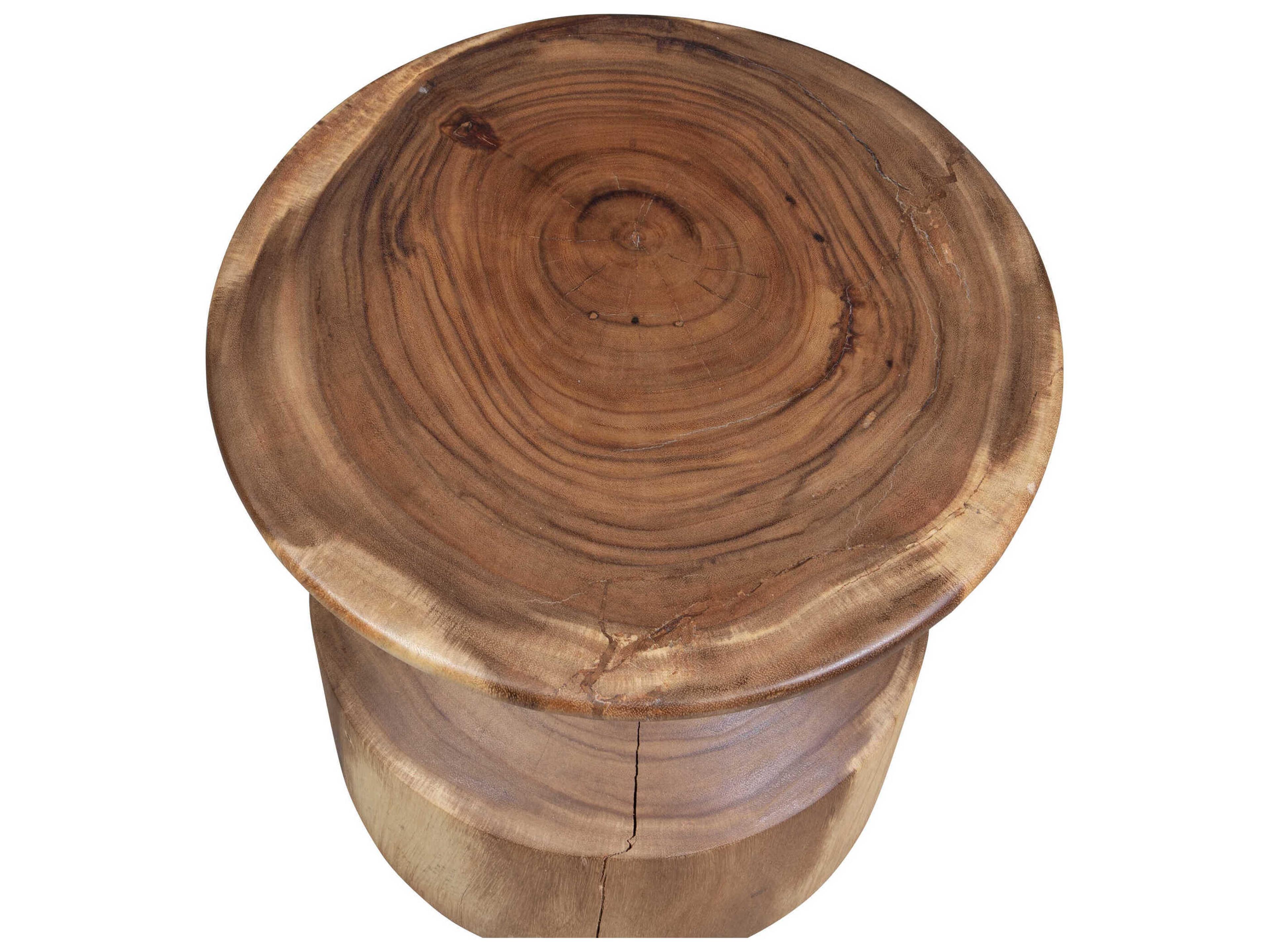 Uttermost Lynx Round Wood Natural End Table
