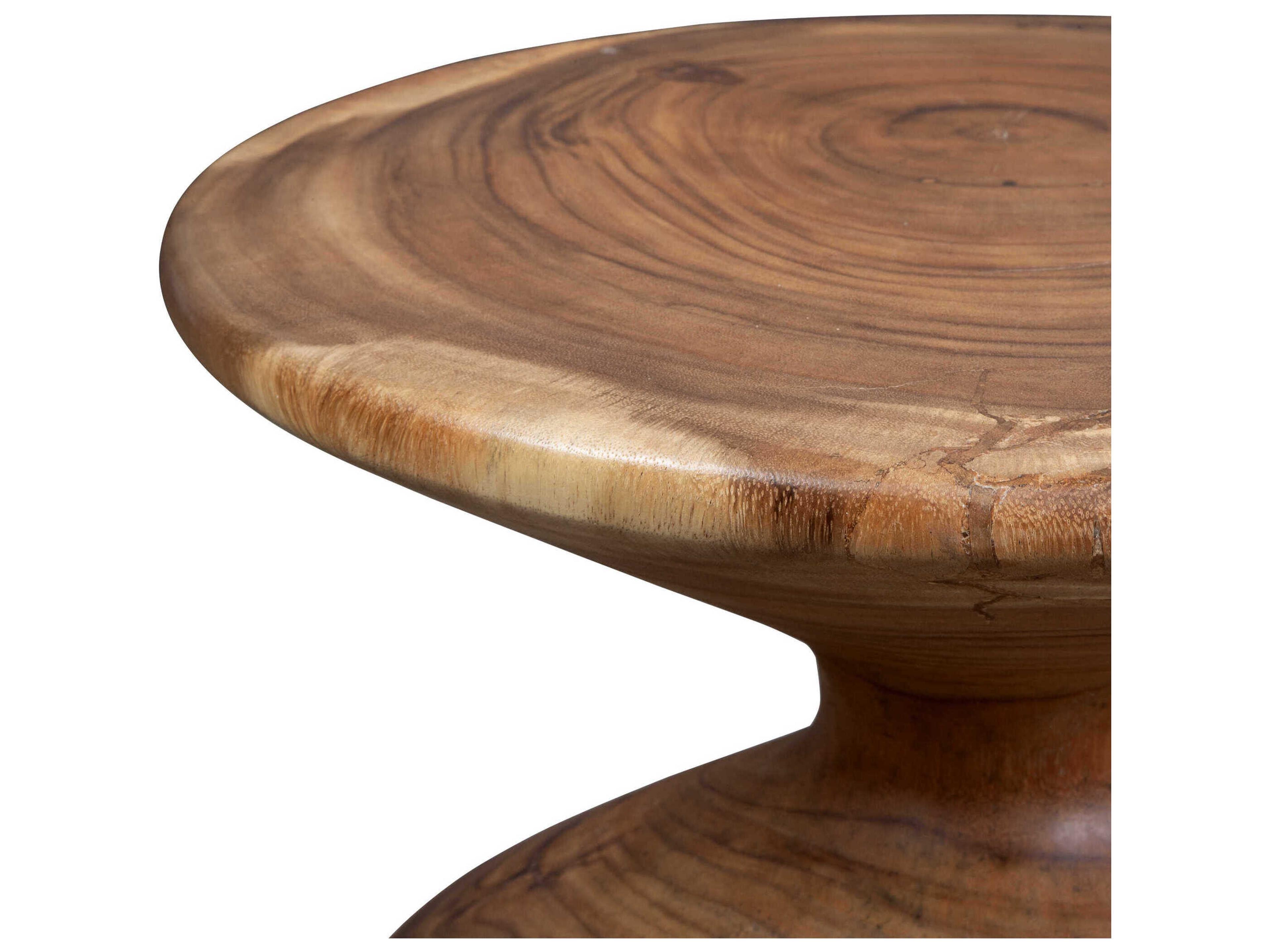 Uttermost Lynx Round Wood Natural End Table