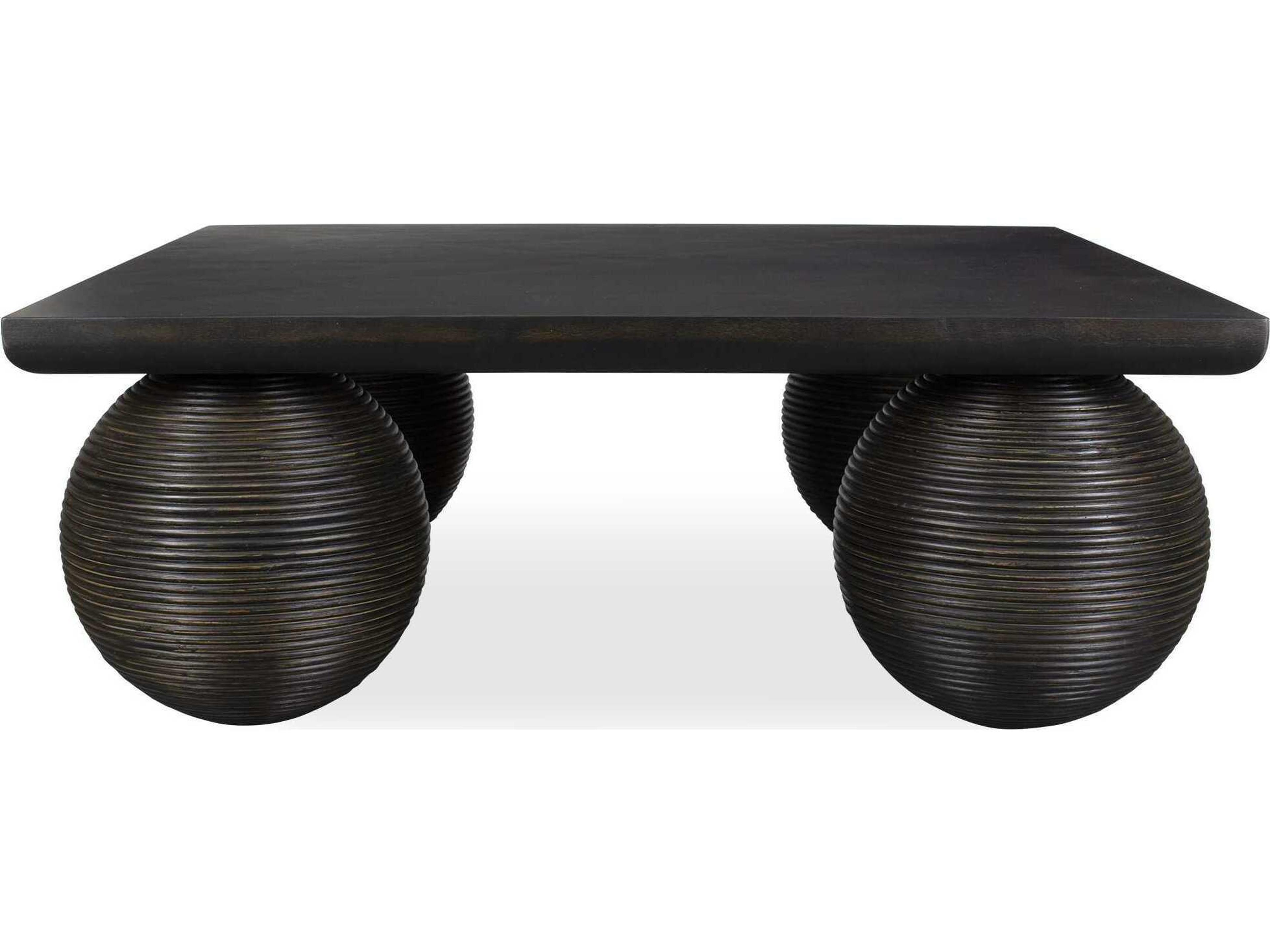 Uttermost Kasson Square Wood Distressed Black Coffee Table