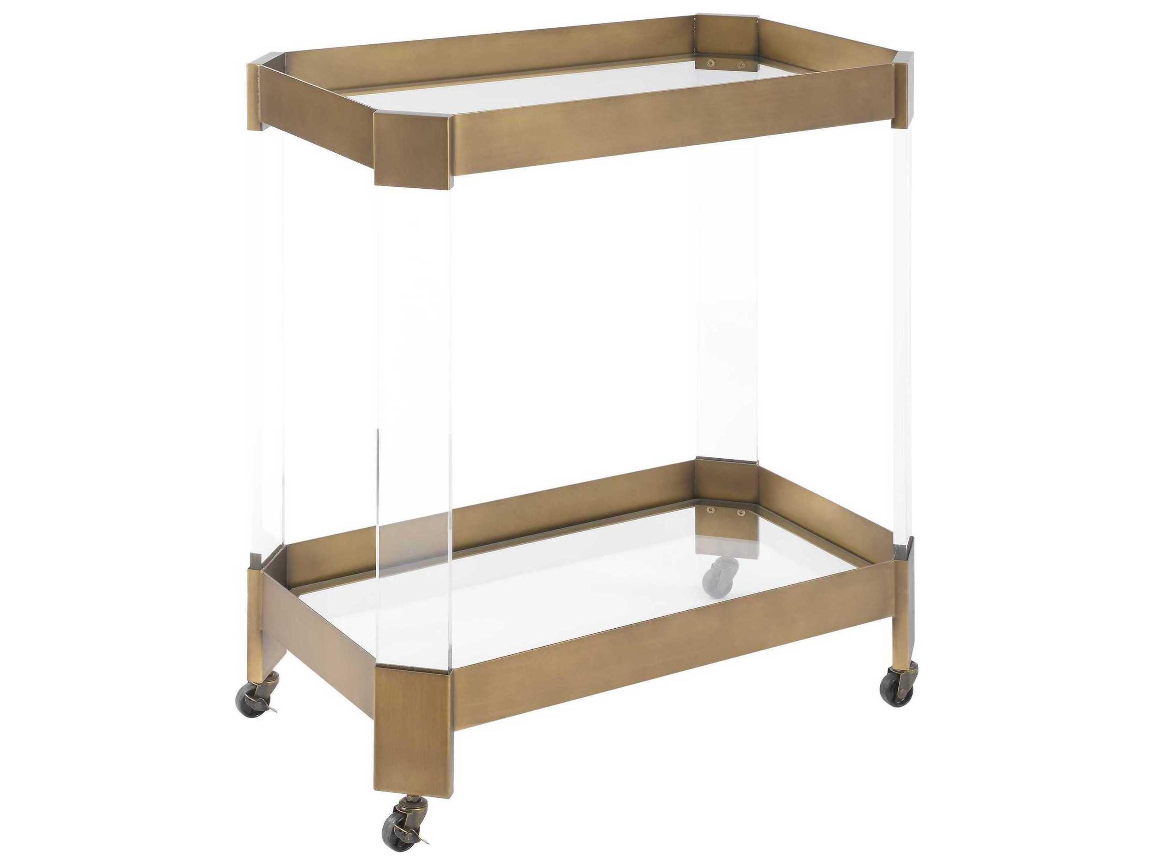 Giselle Glass Bronze Bar Cart