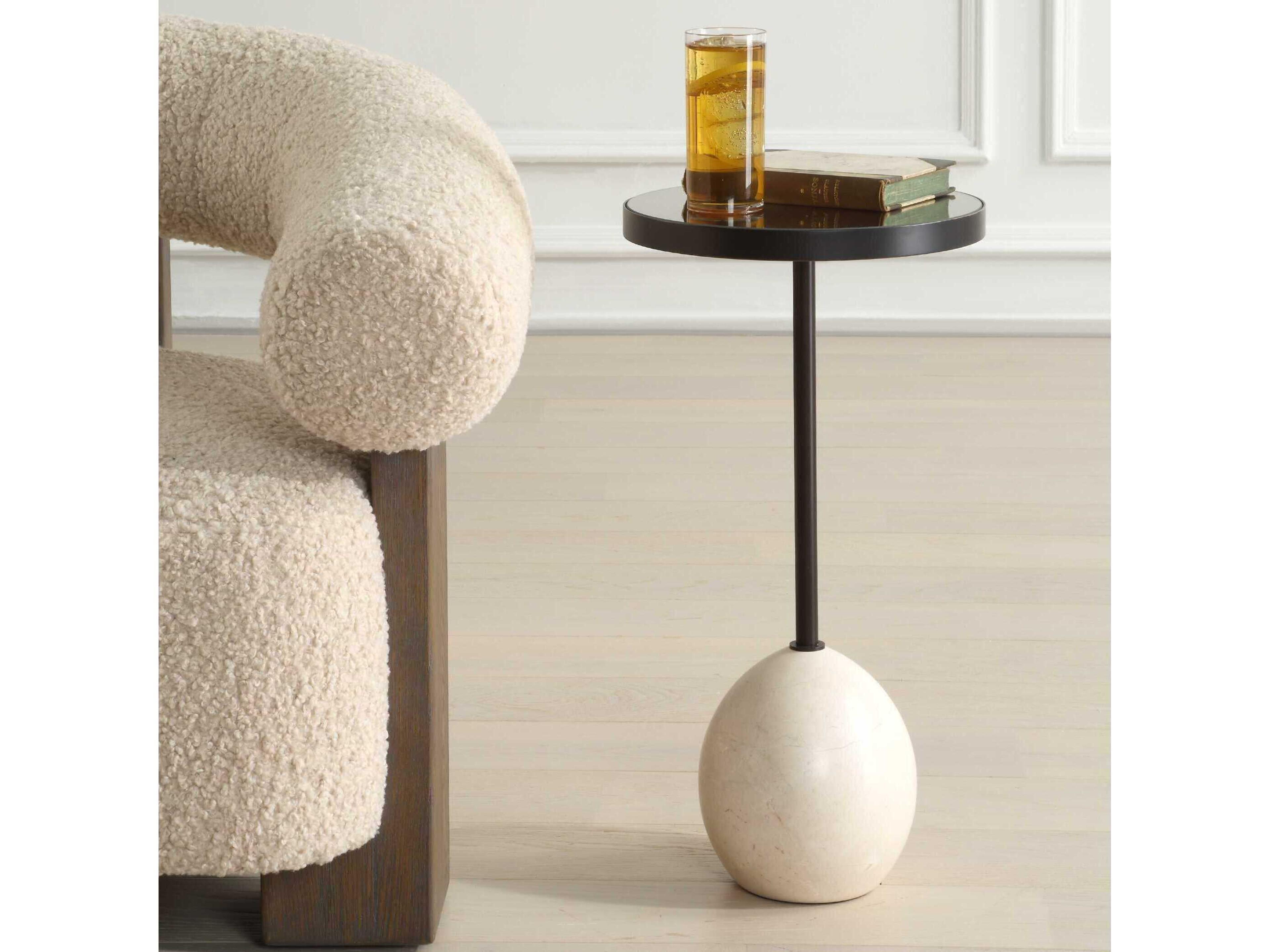 Uttermost Odesa Round Mirror Bronze End Table