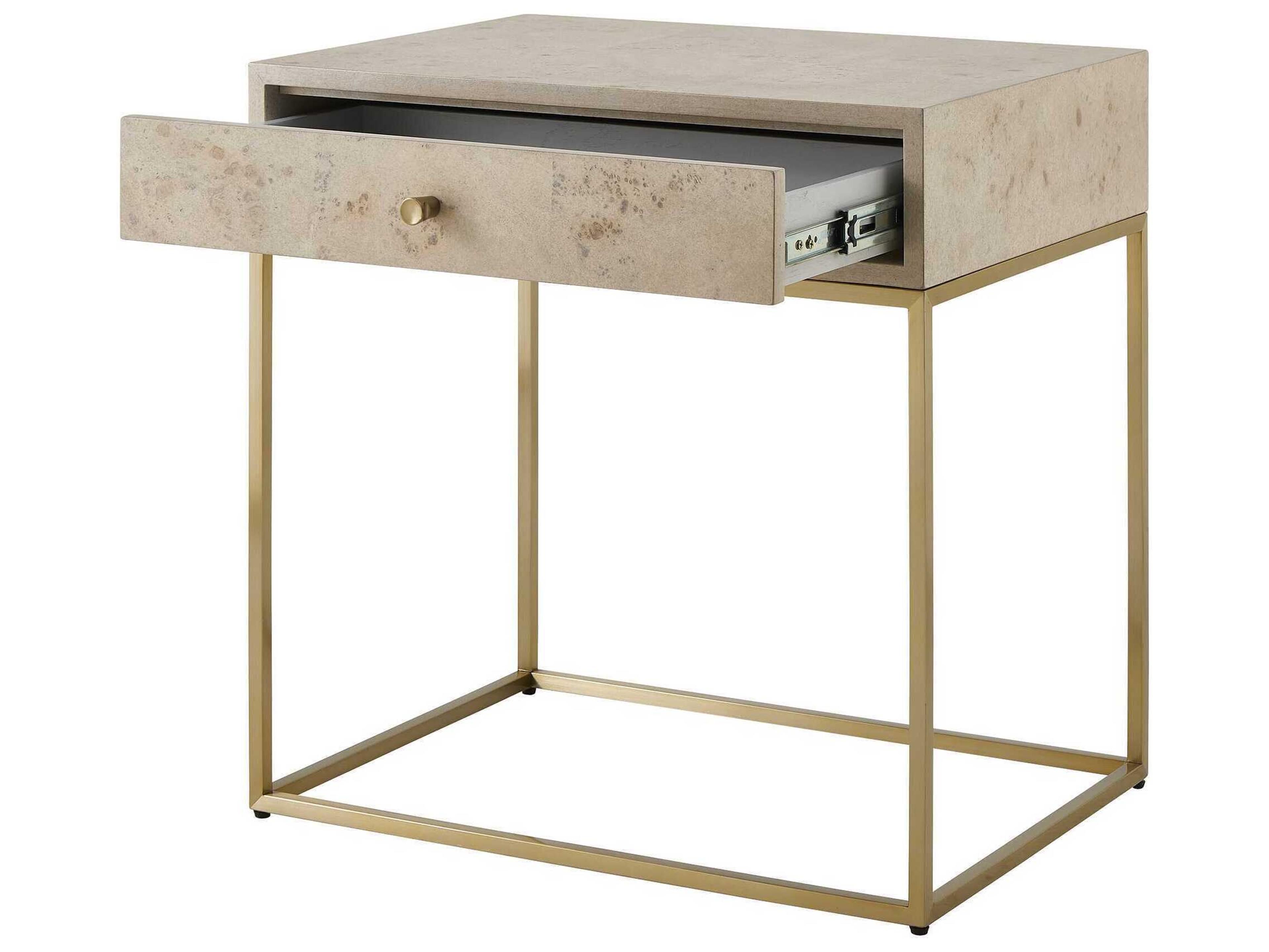 Uttermost Pembrook Rectangular Wood Brushed Brass End Table
