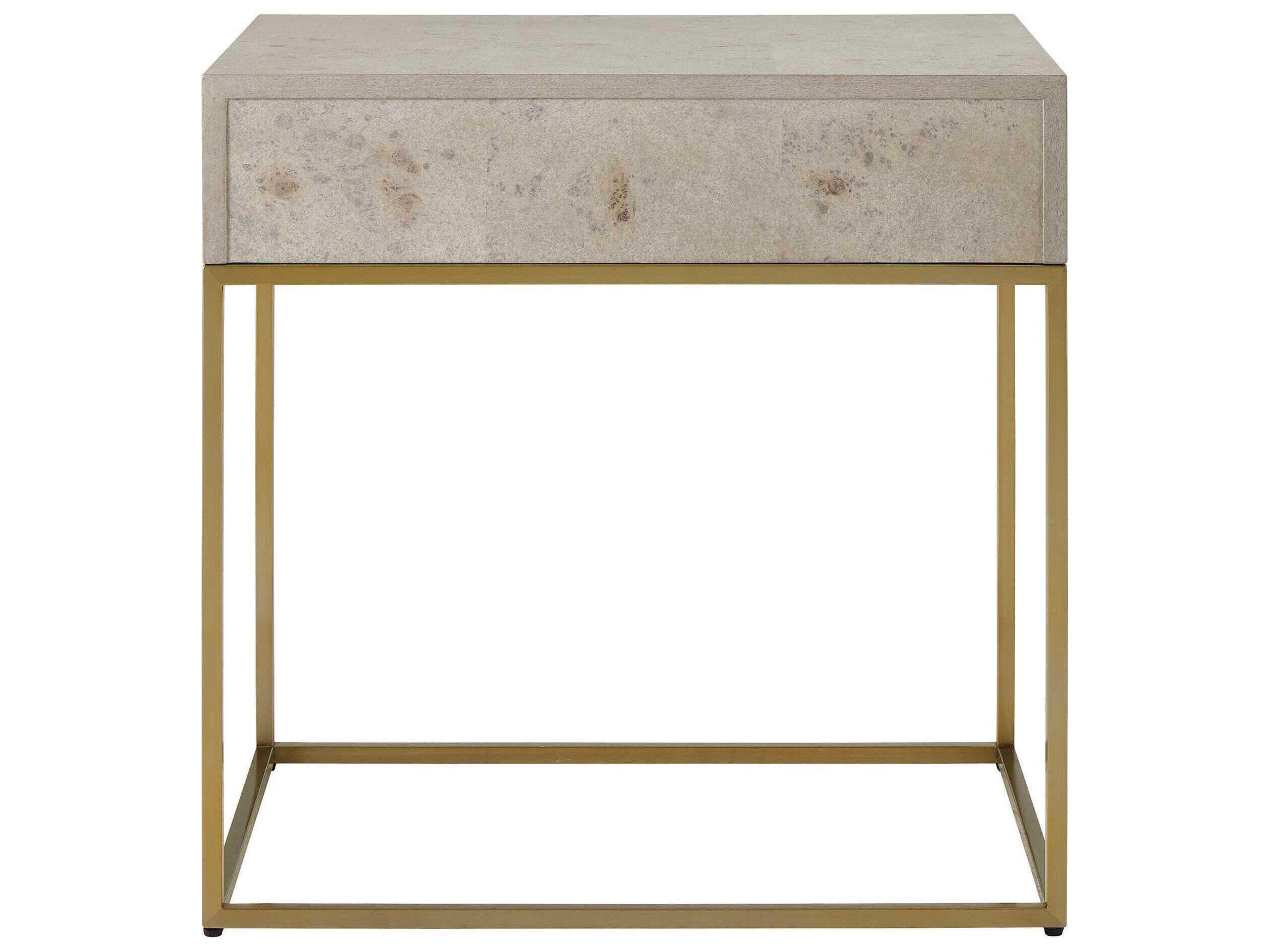 Uttermost Pembrook Rectangular Wood Brushed Brass End Table