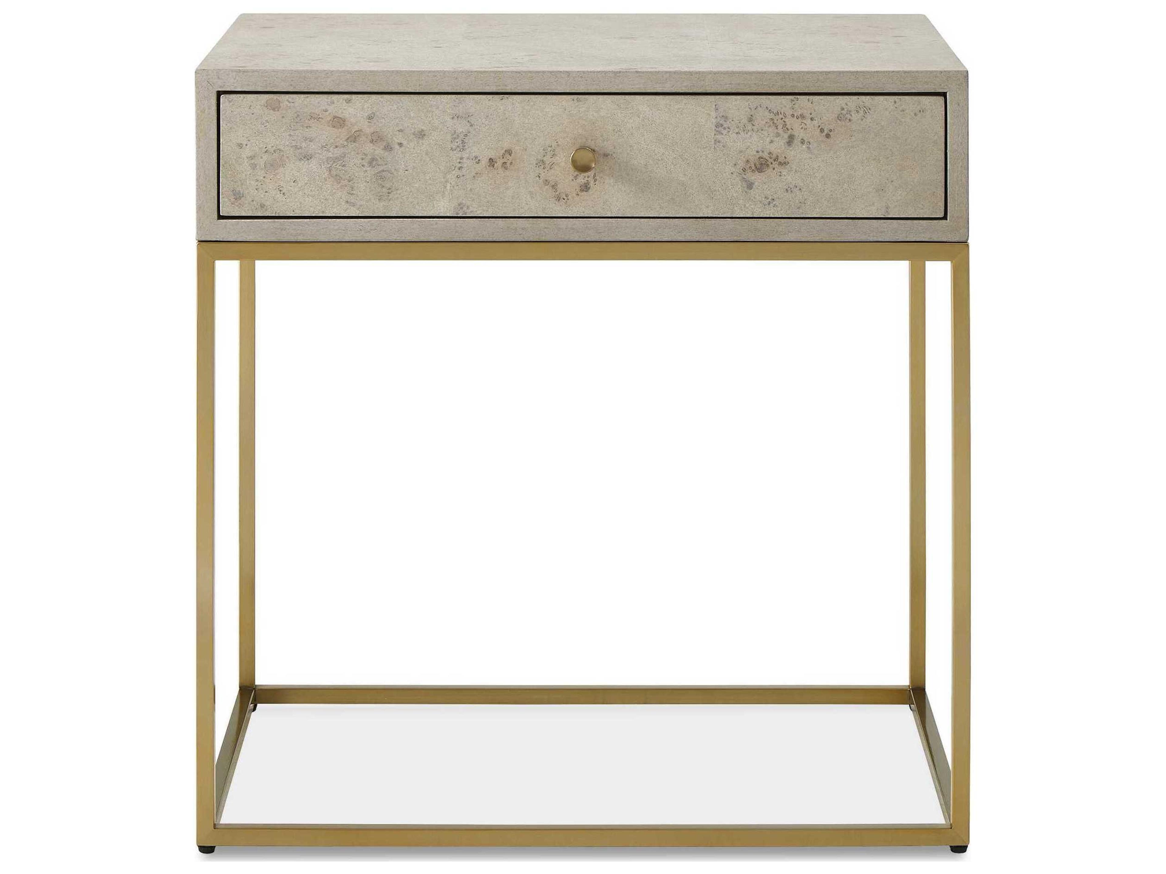 Uttermost Pembrook Rectangular Wood Brushed Brass End Table