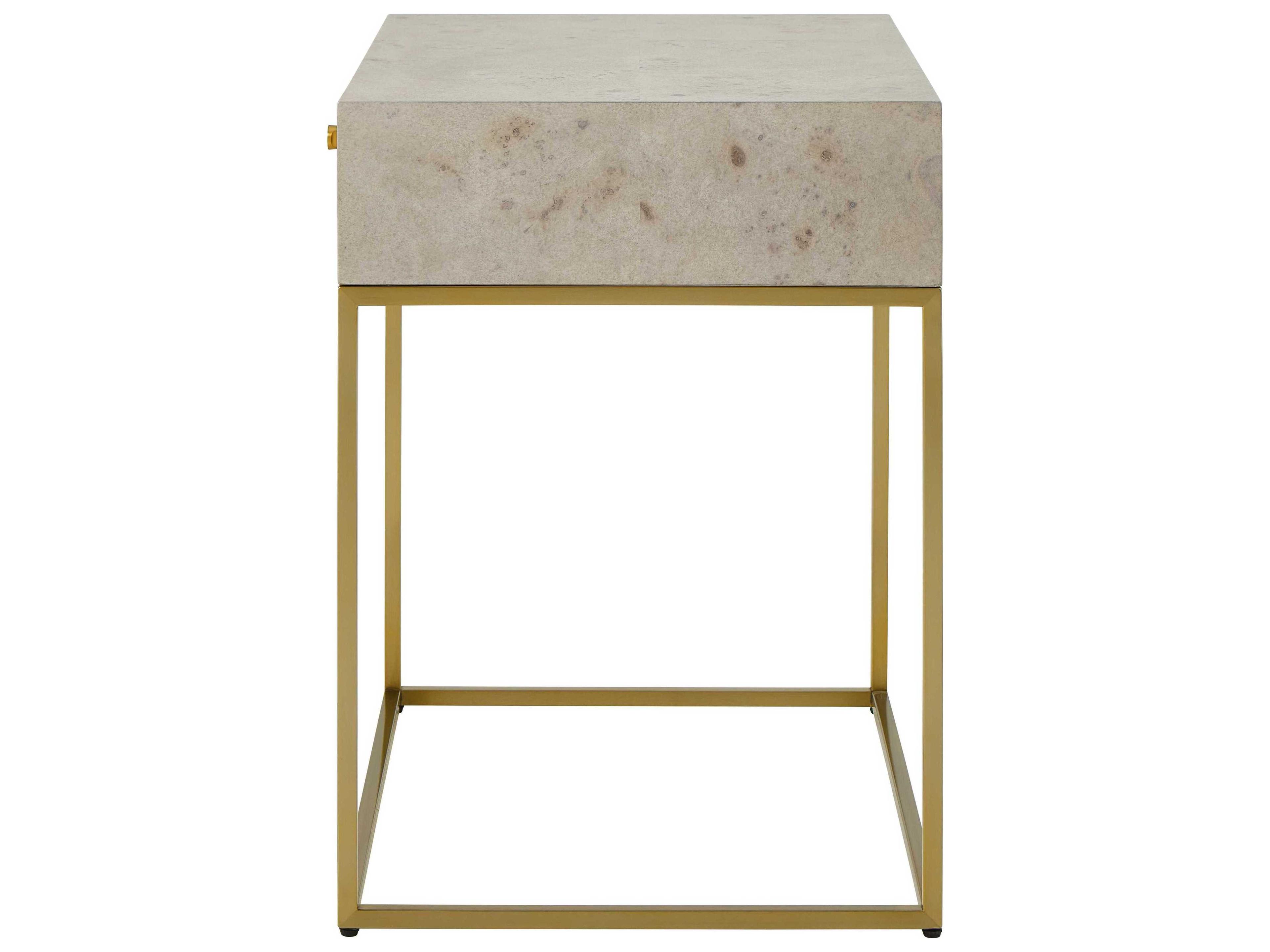 Uttermost Pembrook Rectangular Wood Brushed Brass End Table