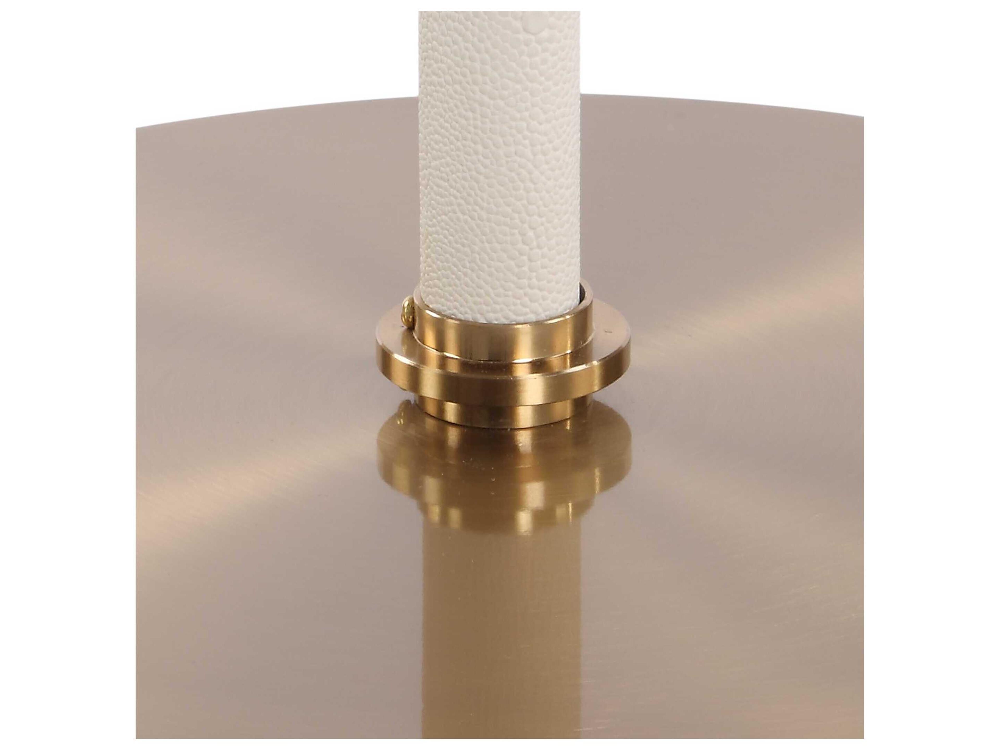 Uttermost Cyprus Round Metal Brass White End Table