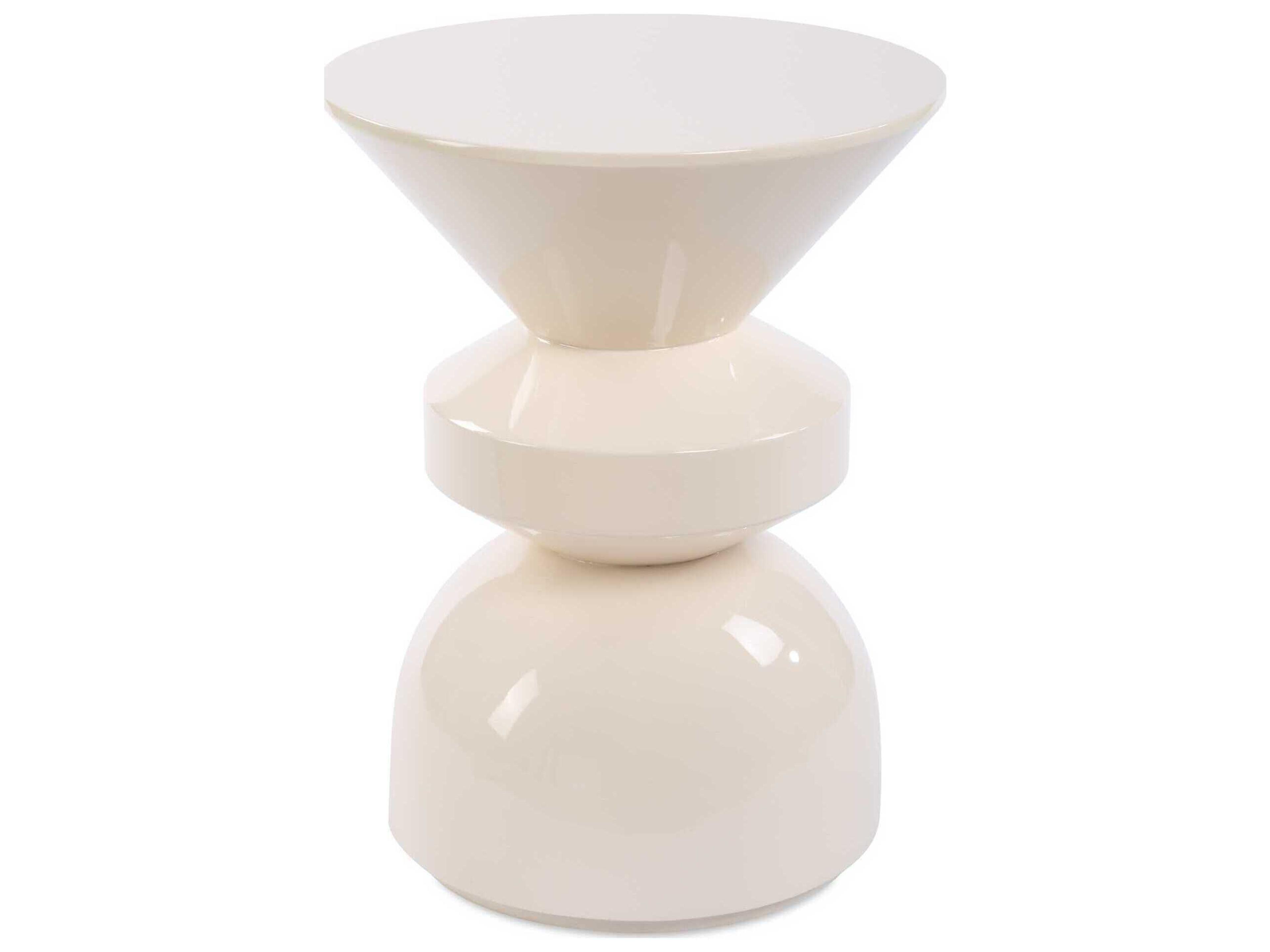 Lyford Round Wood Lacquer Cream End Table