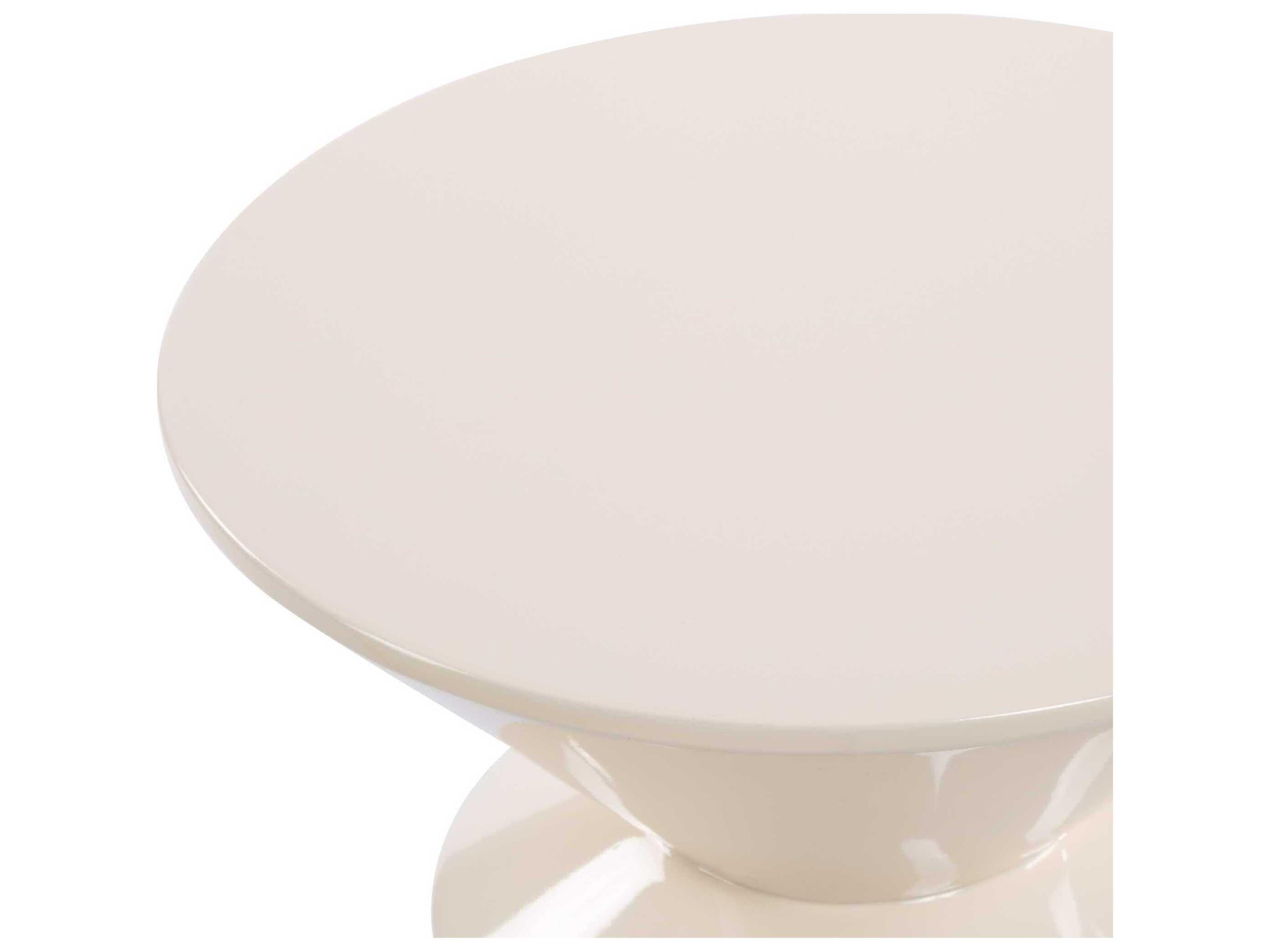 Uttermost Lyford Round Wood Lacquer Cream End Table