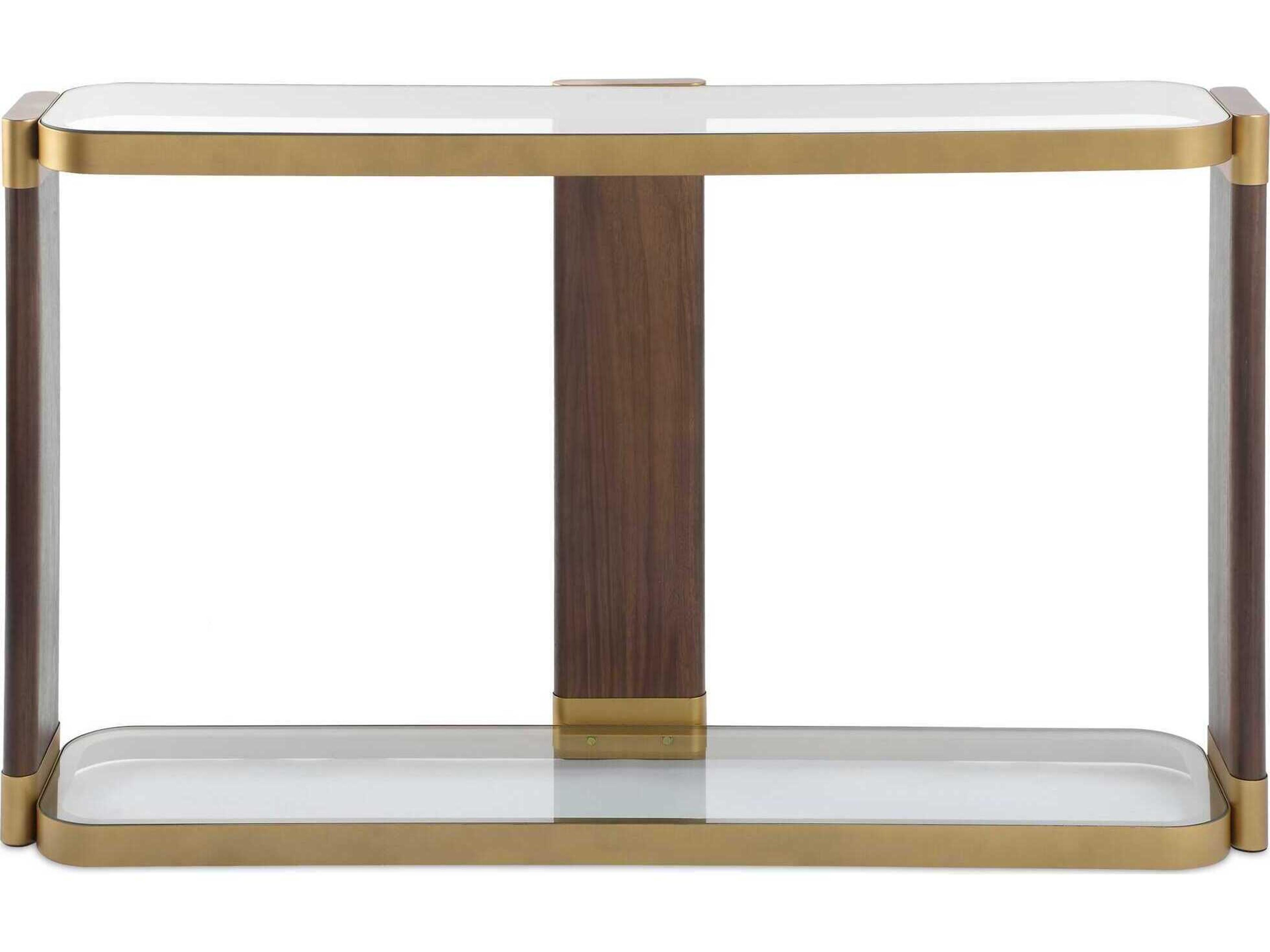 Uttermost Ryles Rectangular Glass Brown Brass Console Table