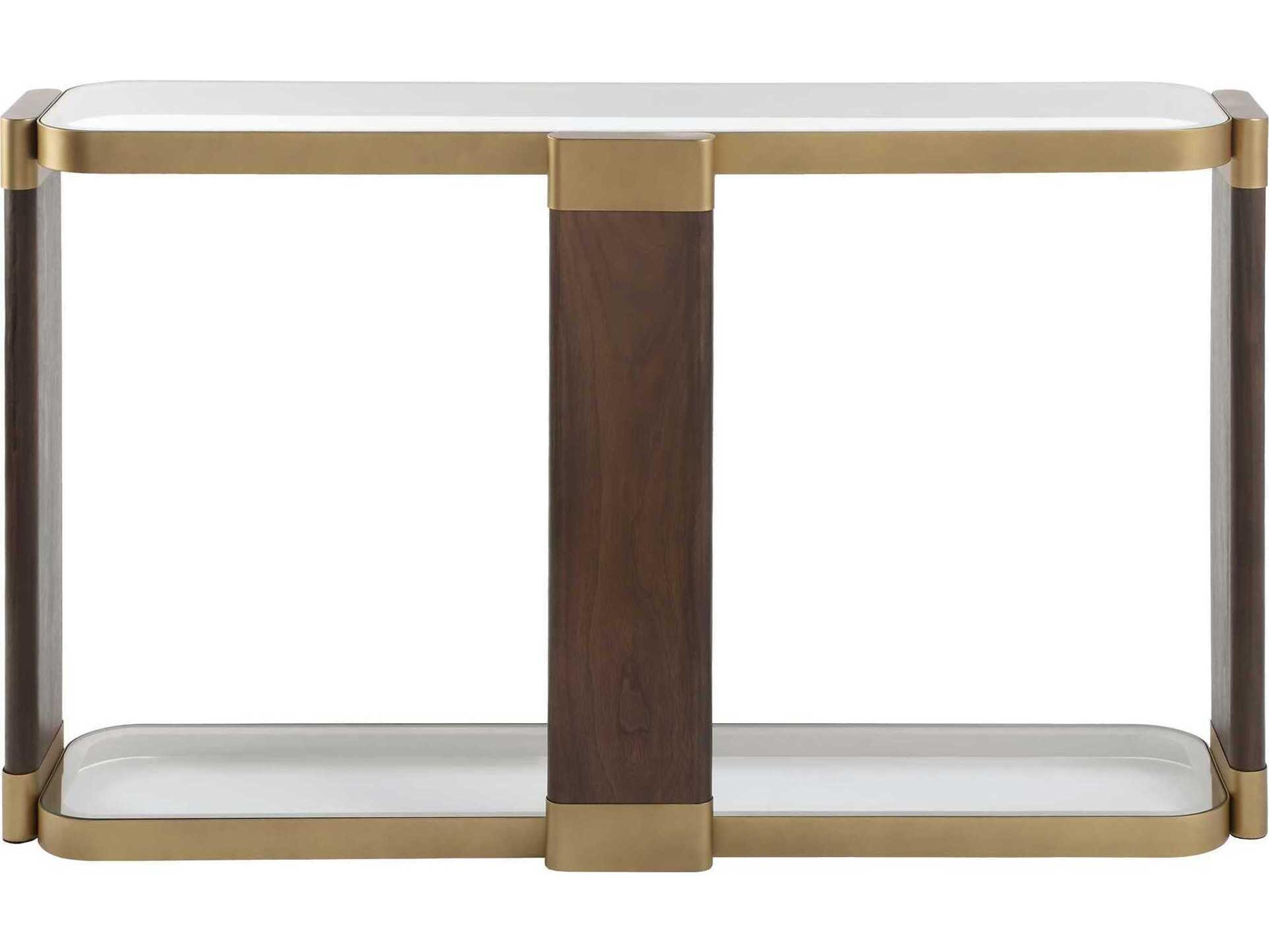 Uttermost Ryles Rectangular Glass Brown Brass Console Table