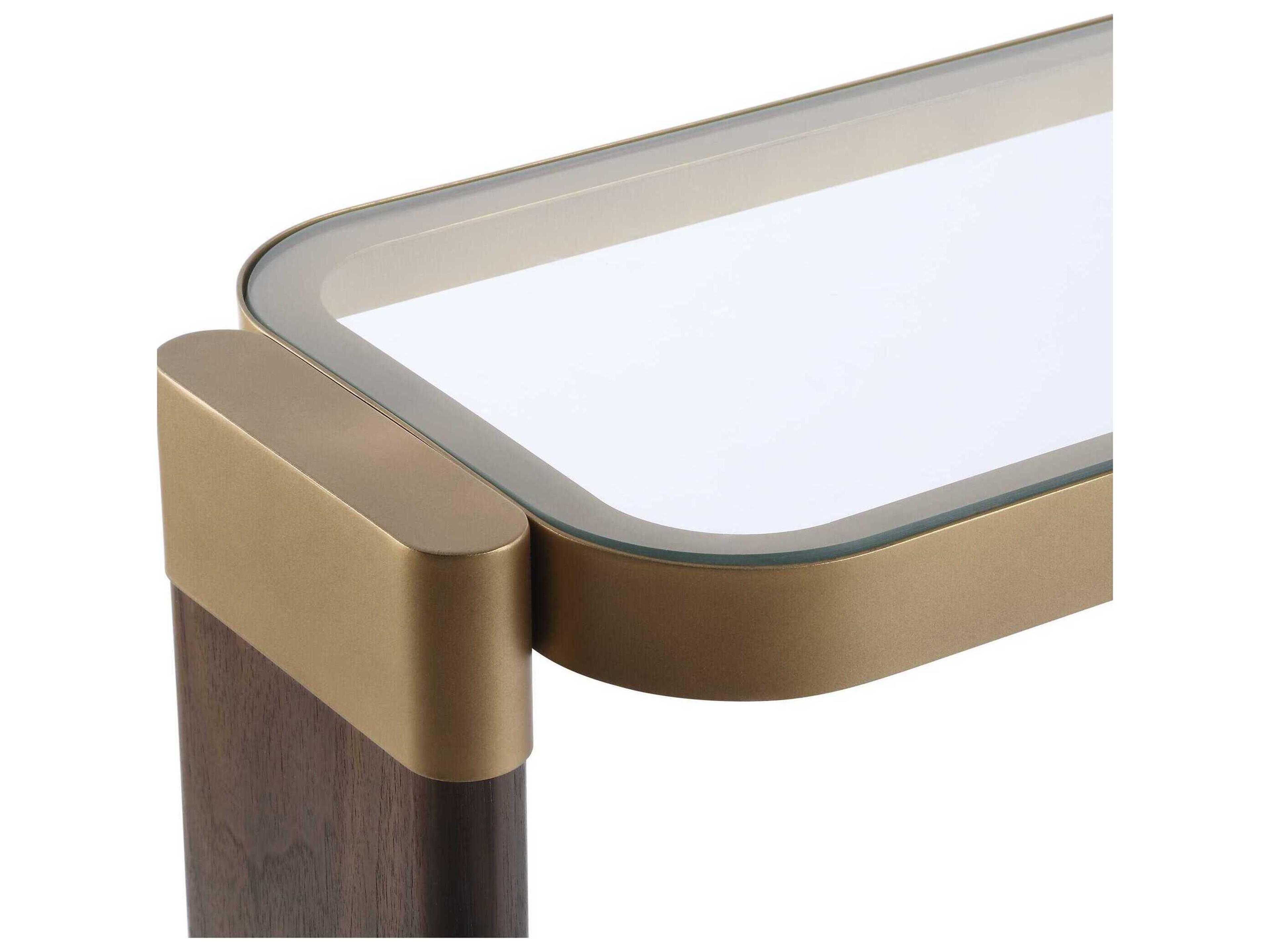 Uttermost Ryles Rectangular Glass Brown Brass Console Table