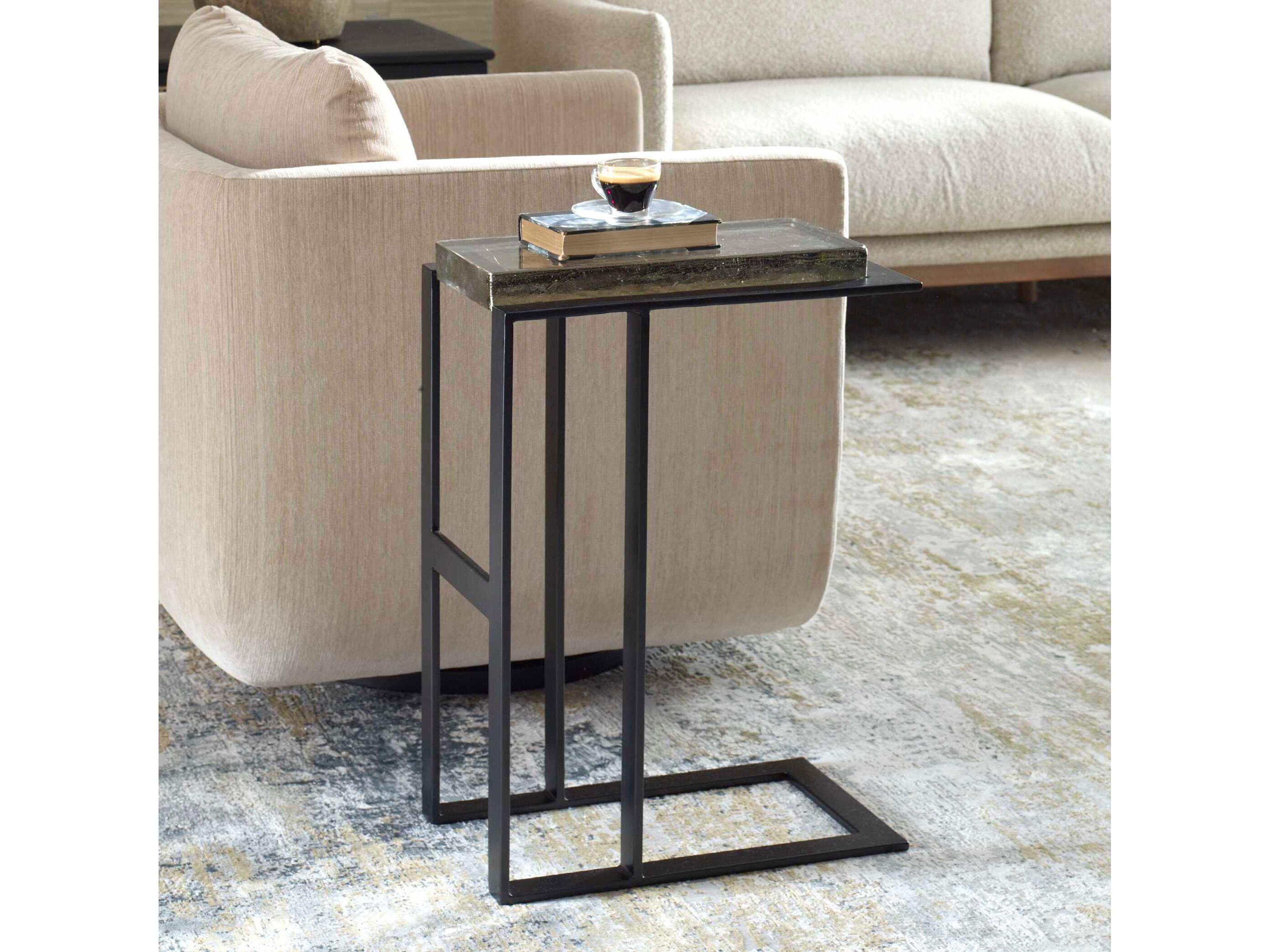 Uttermost Soma Rectangular Glass Black End Table