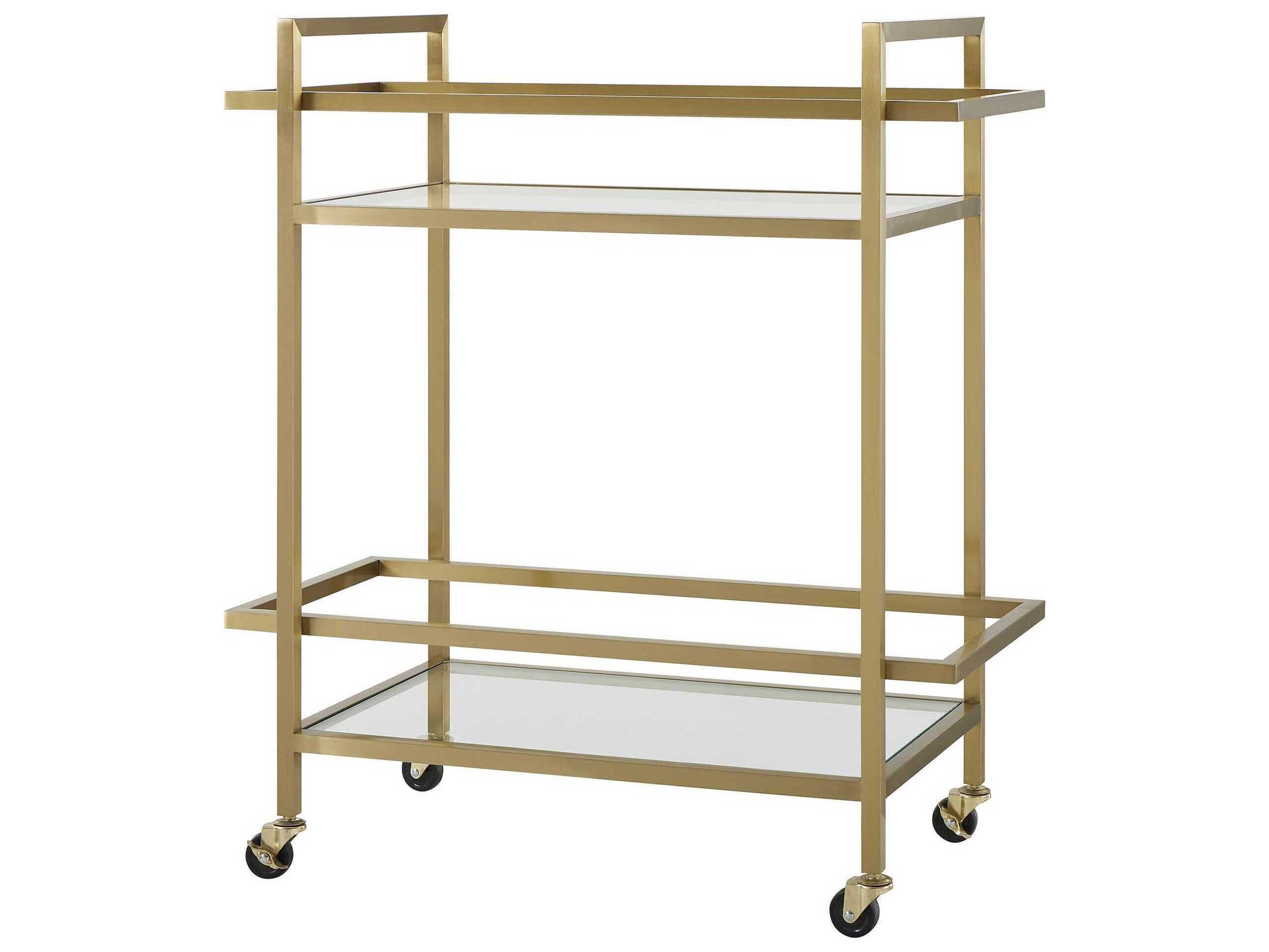Erena Glass Brass Bar Cart