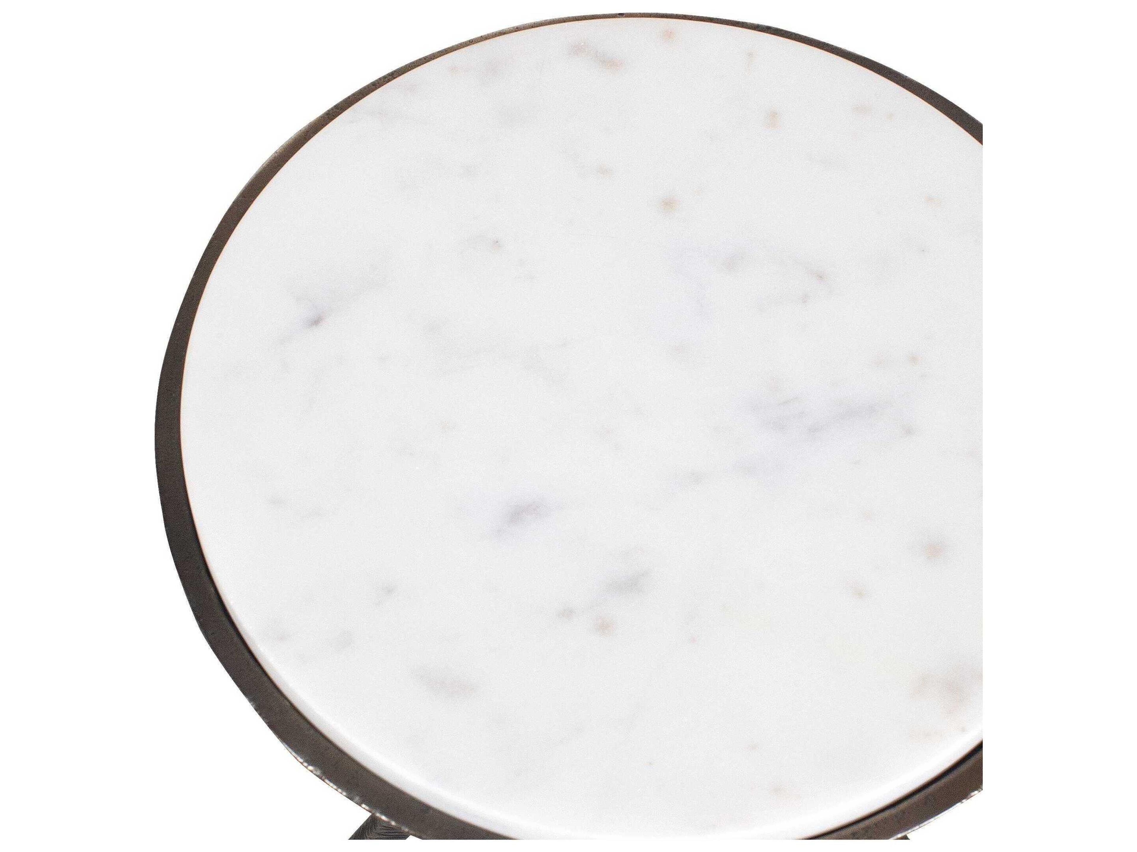 Uttermost Tilton Round Marble Dark Bronze White End Table