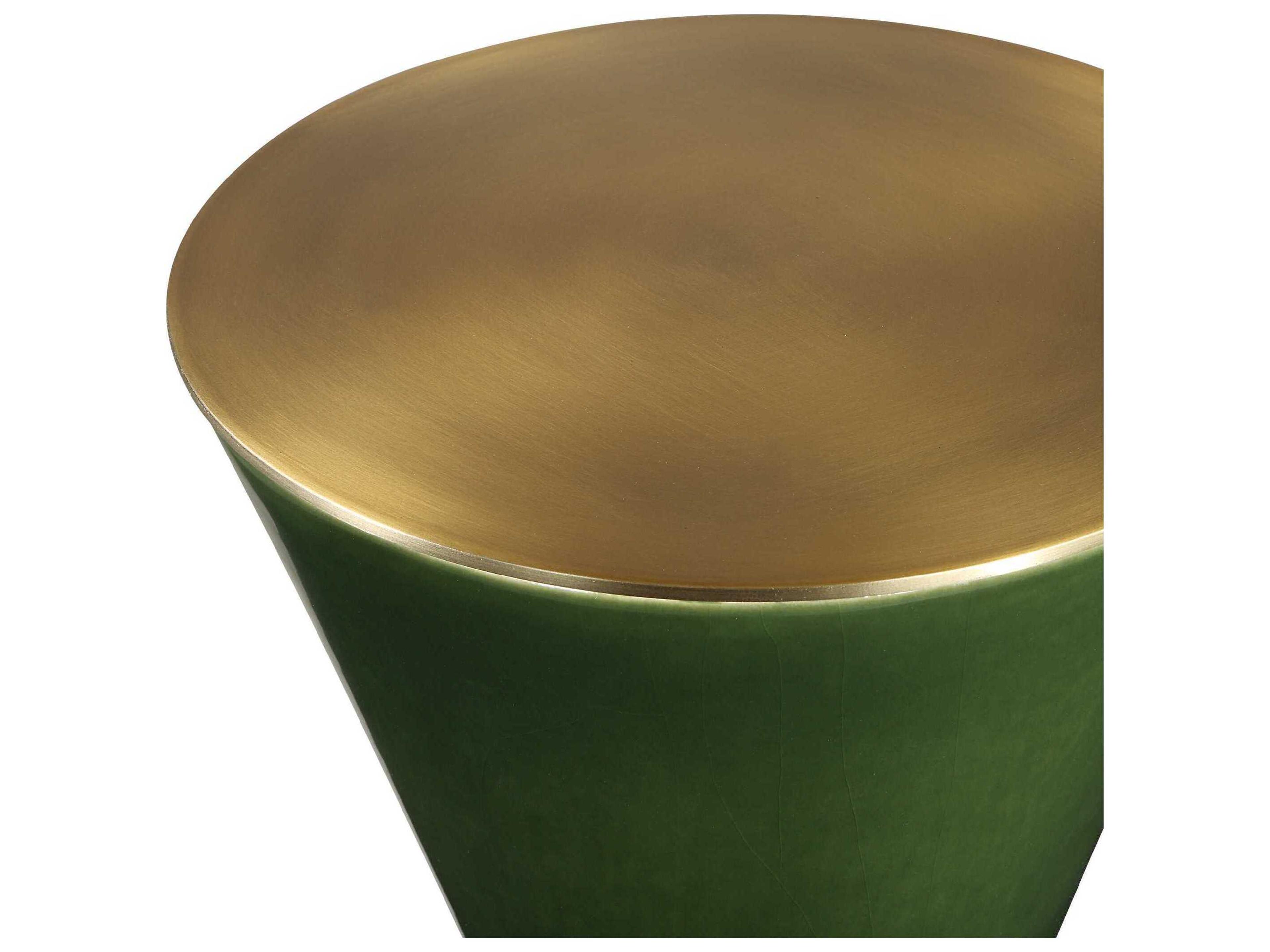 Uttermost Ronde Round Metal Jade Green End Table