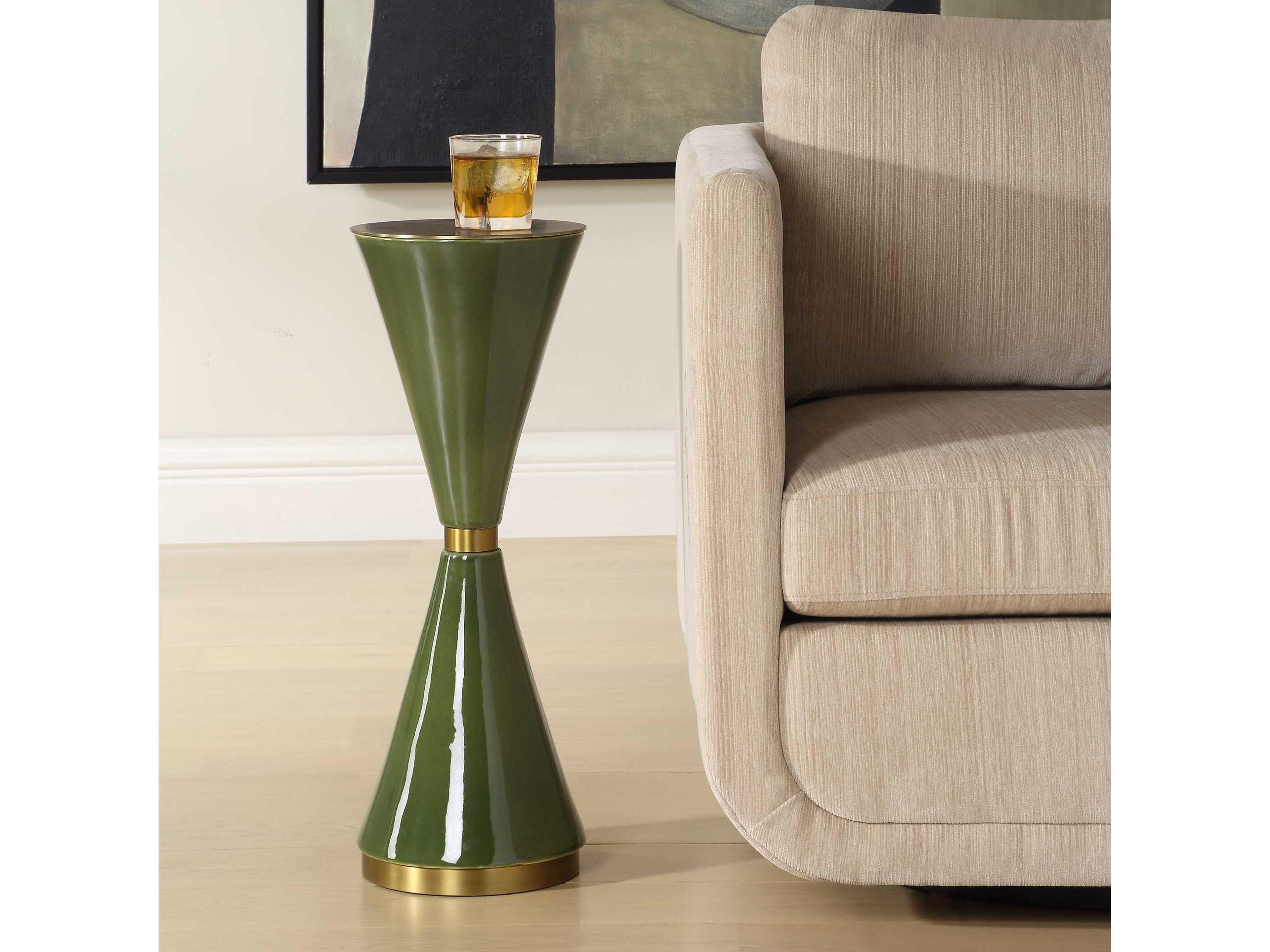 Uttermost Ronde Round Metal Jade Green End Table