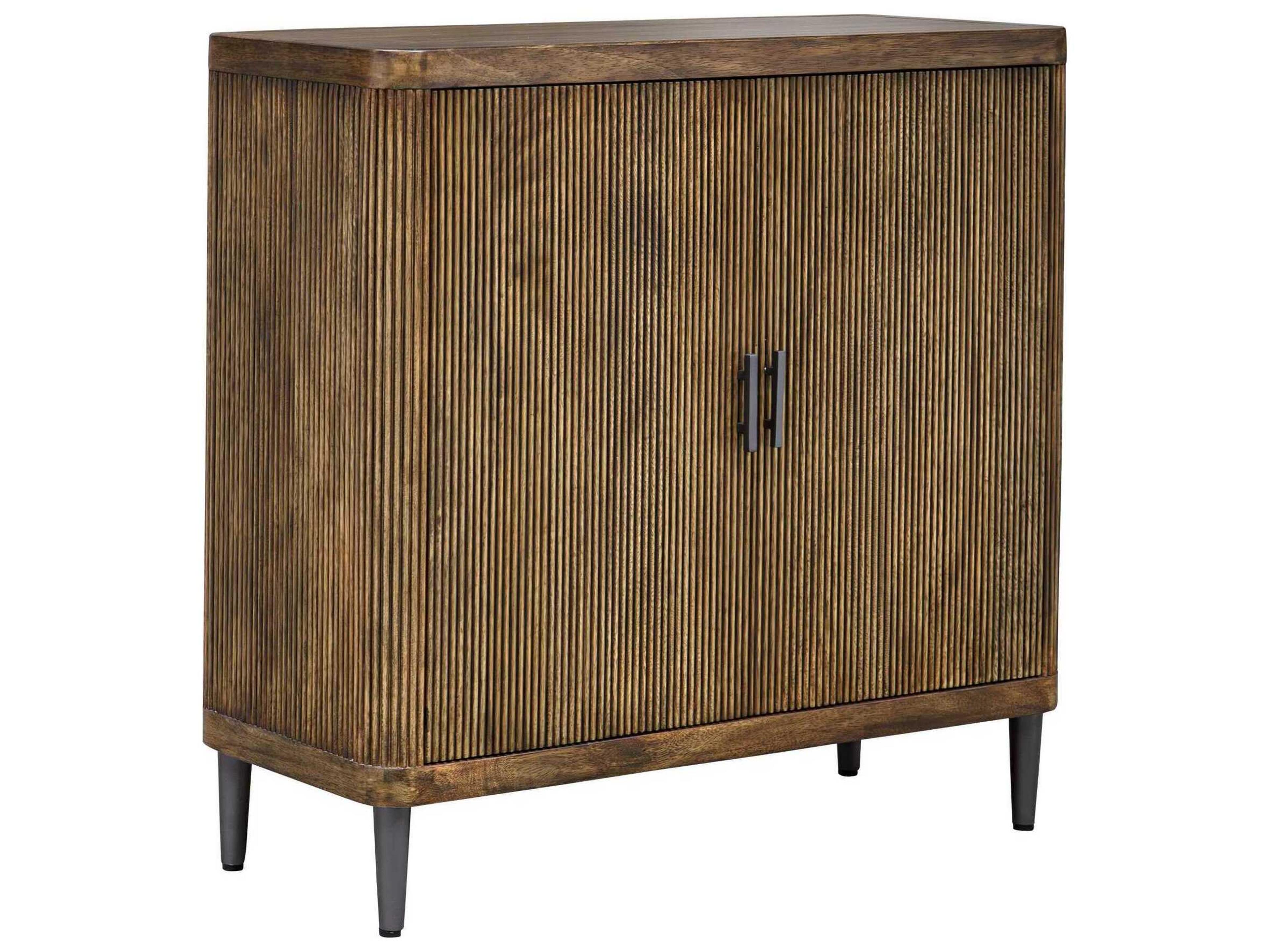 Pinstripe Natural Brown Mango Wood Accent Chest