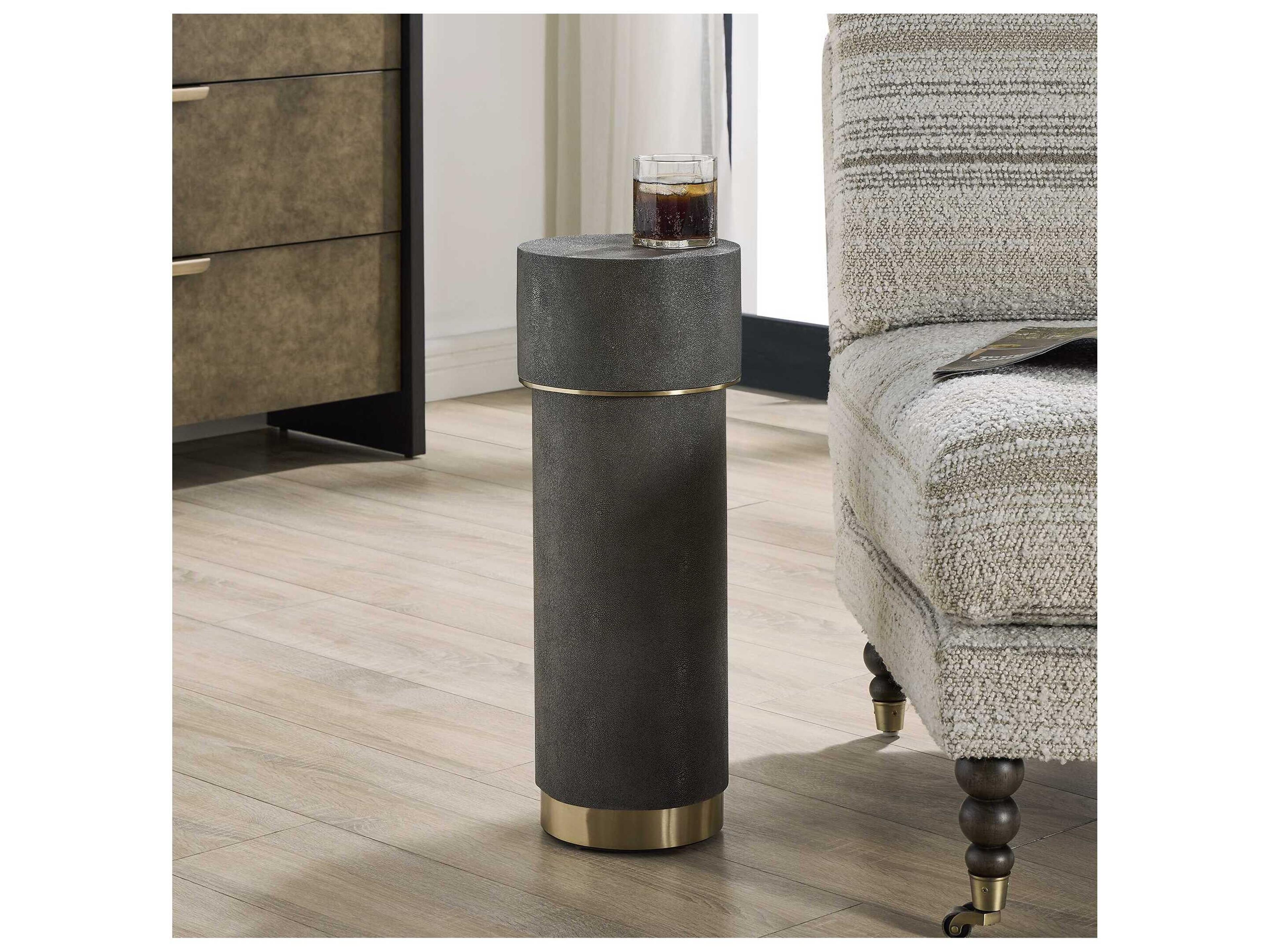 Uttermost Wessex Round Faux Leather End Table