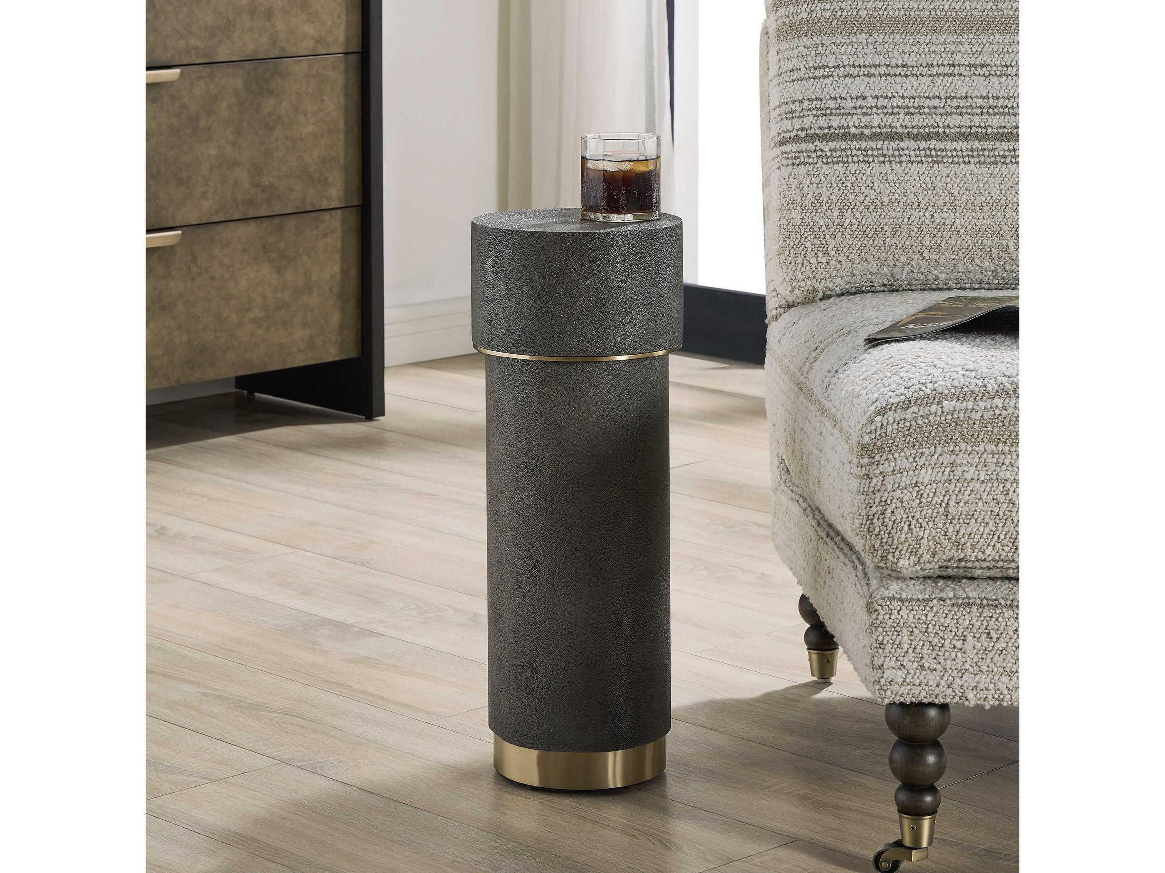 Uttermost Wessex Round Faux Leather End Table
