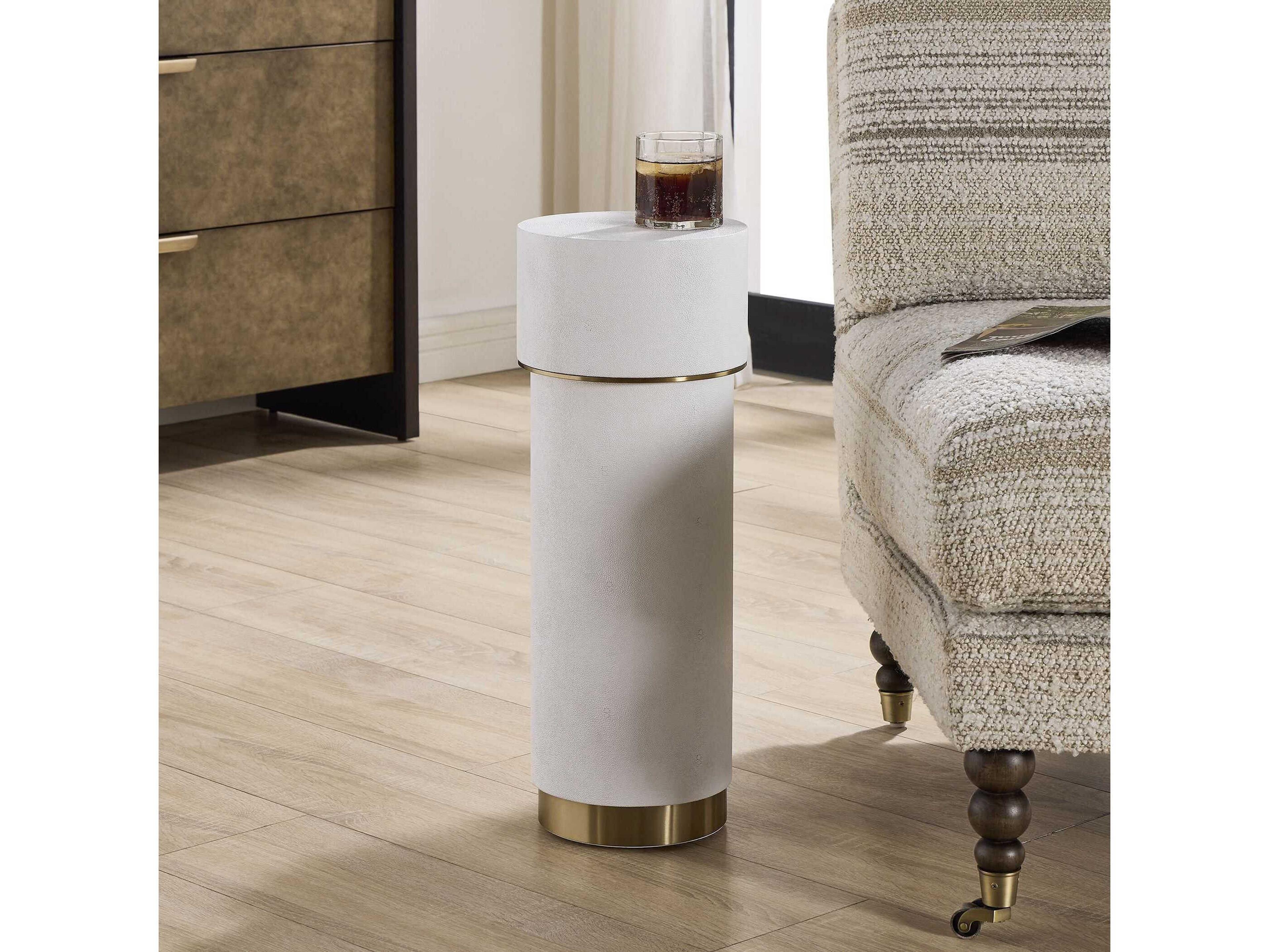 Uttermost Wessex Round Faux Leather End Table