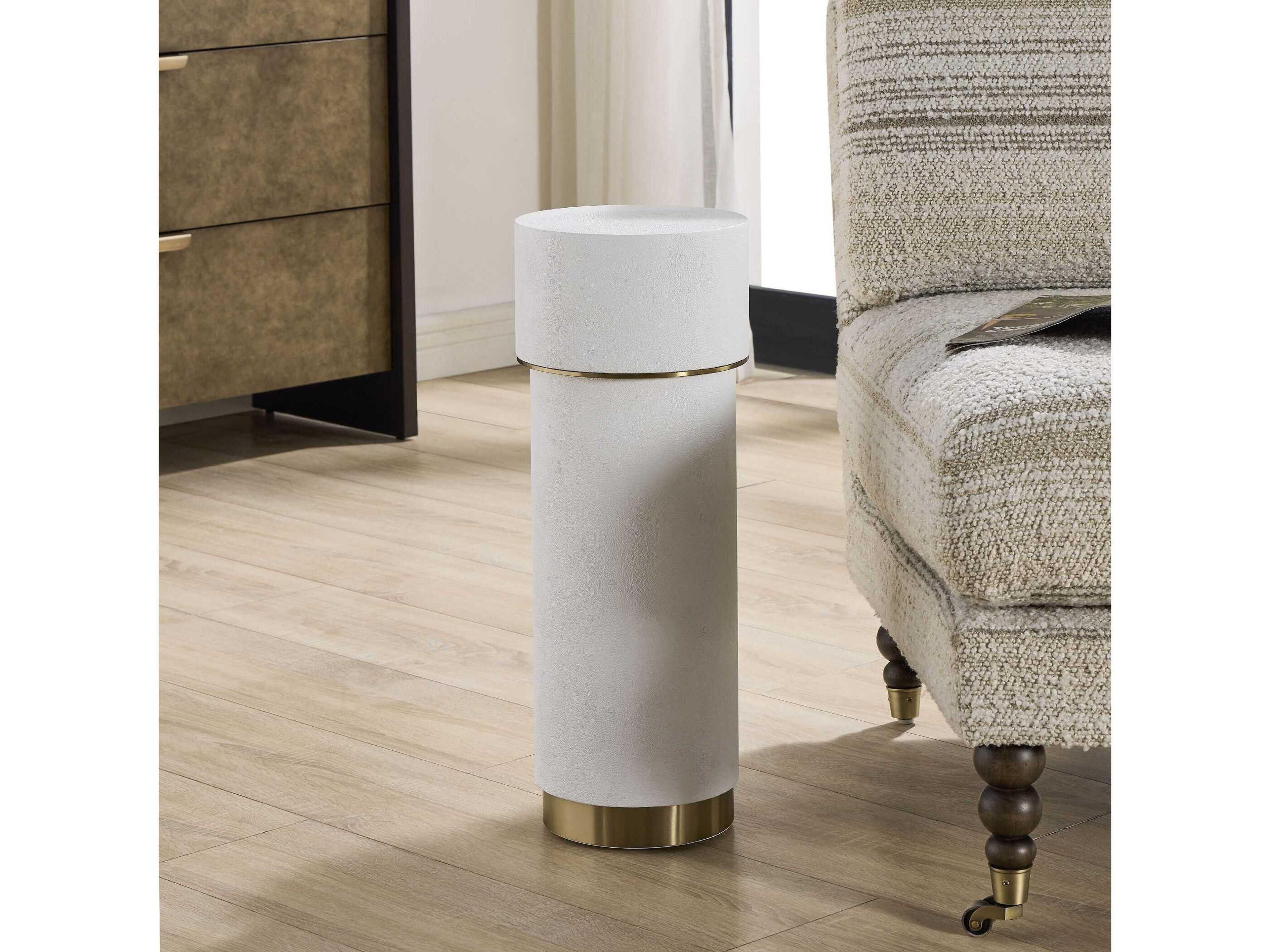 Uttermost Wessex Round Faux Leather End Table