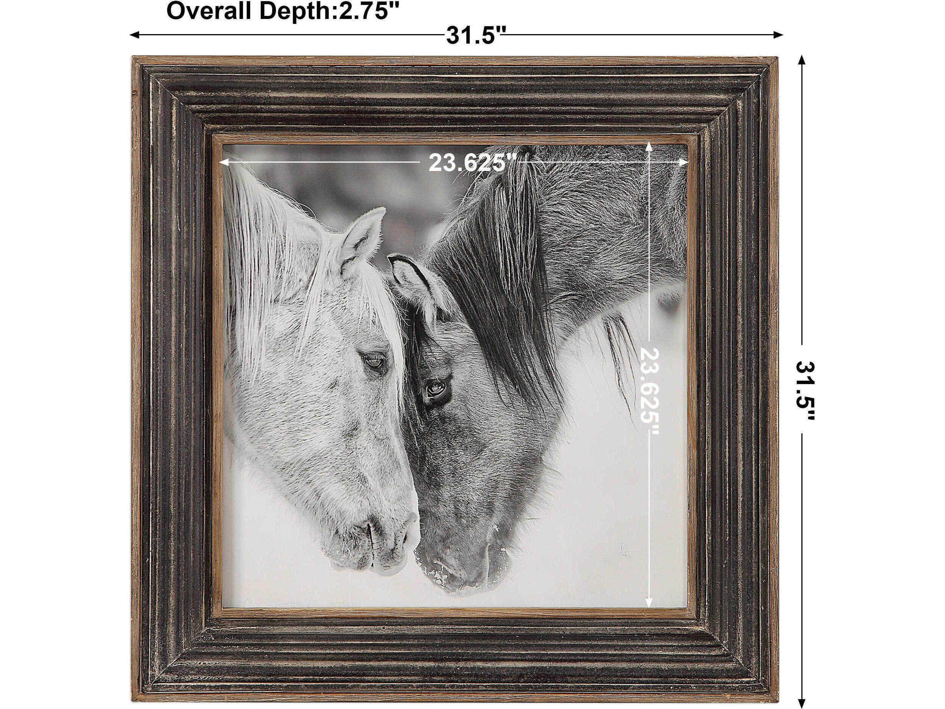 Uttermost Custom Black And White Horses Glass Wall Art