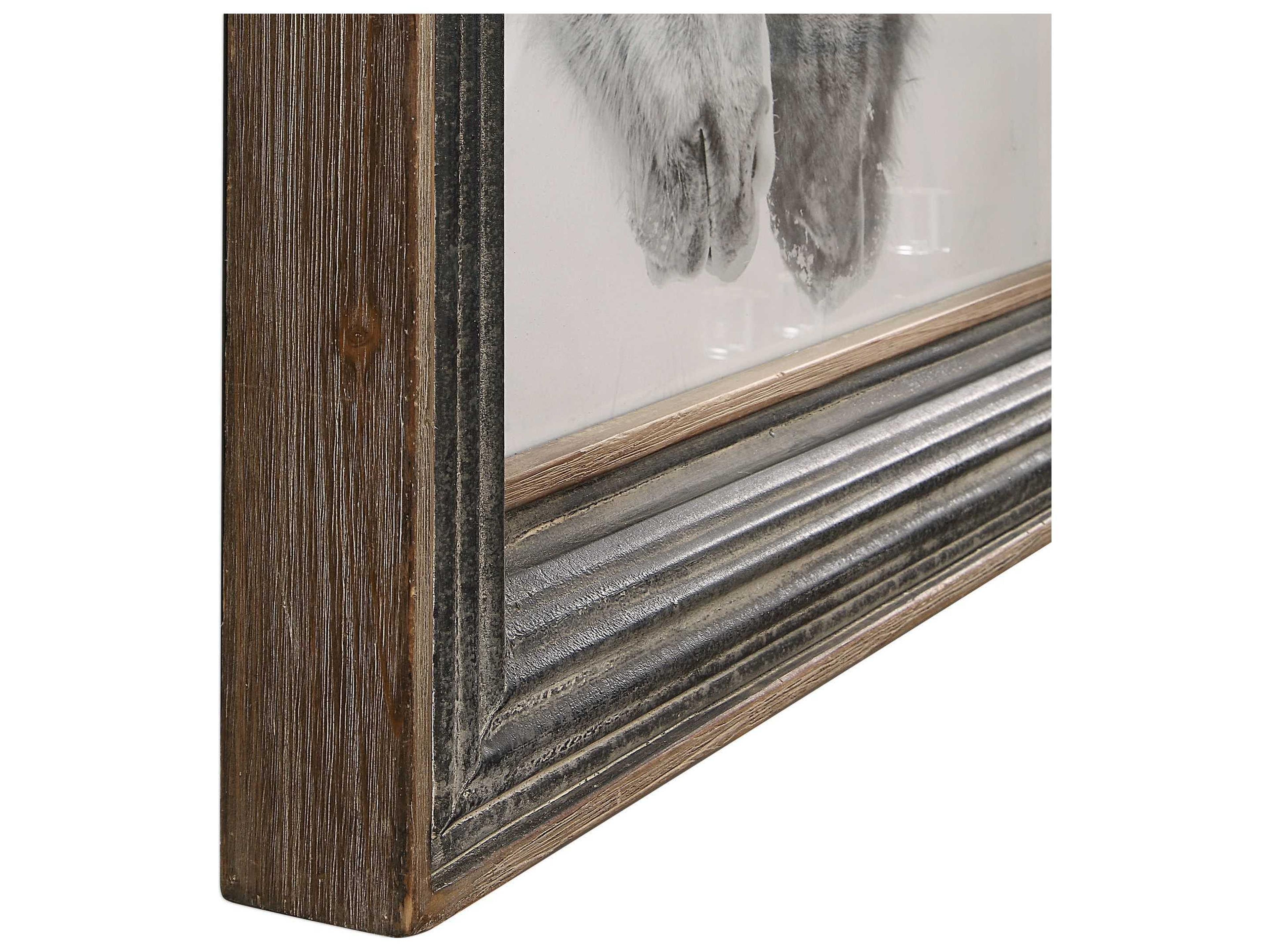 Uttermost Custom Black And White Horses Glass Wall Art