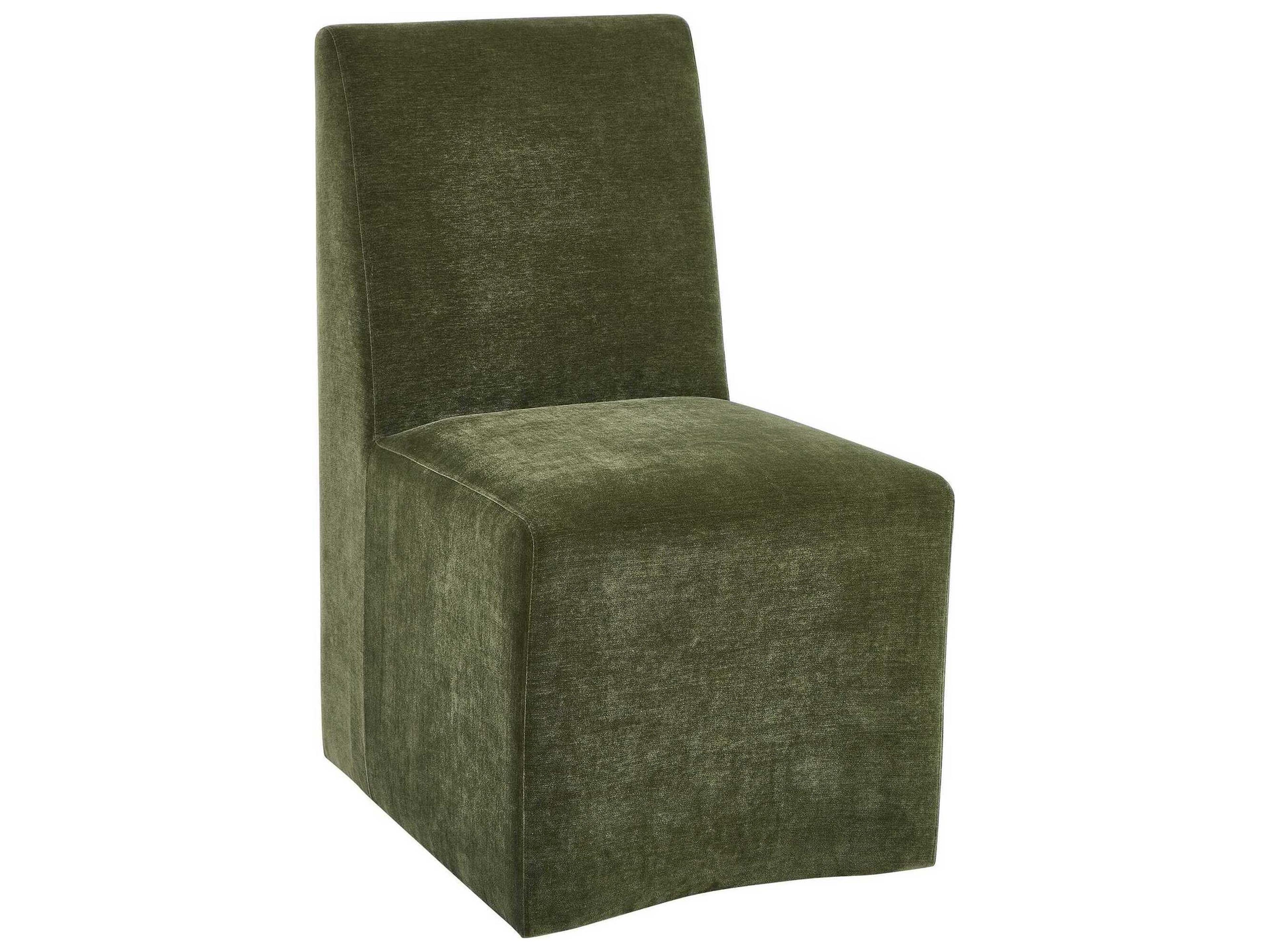 Moro Plywood Green Upholstered Armless Dining Chair