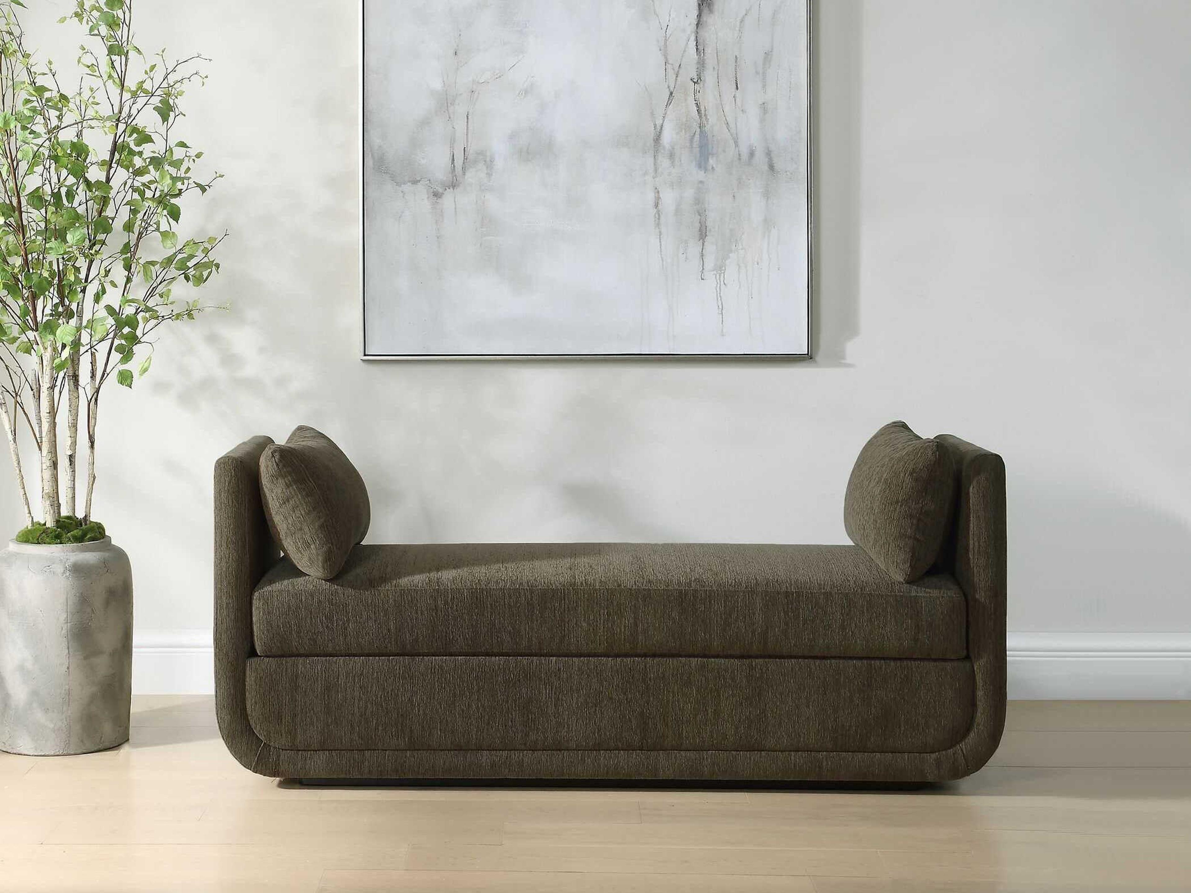 Uttermost Abound Green Upholstered Accent Bench