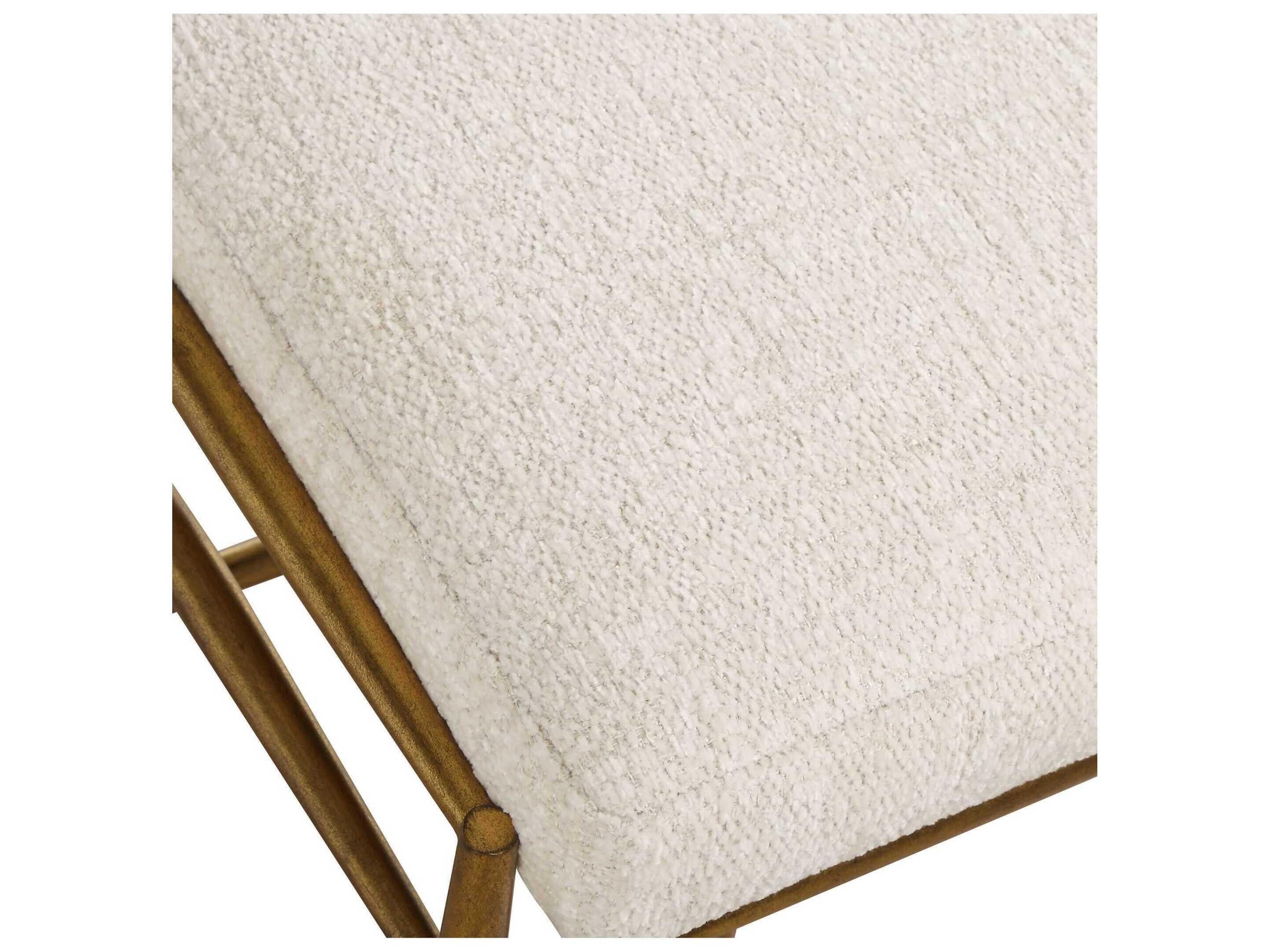 Uttermost Karleen Antique Brass Gold Upholstered Accent Bench