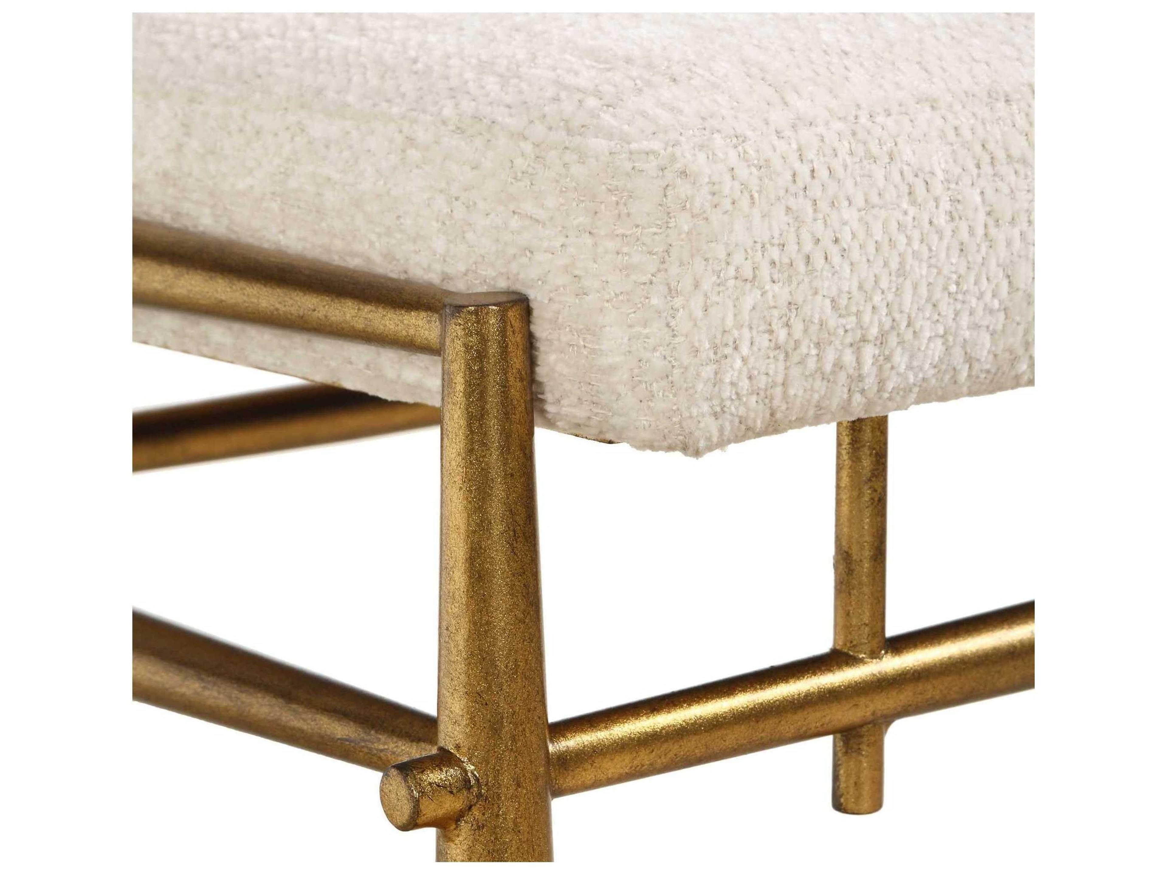 Uttermost Karleen Antique Brass Gold Upholstered Accent Bench