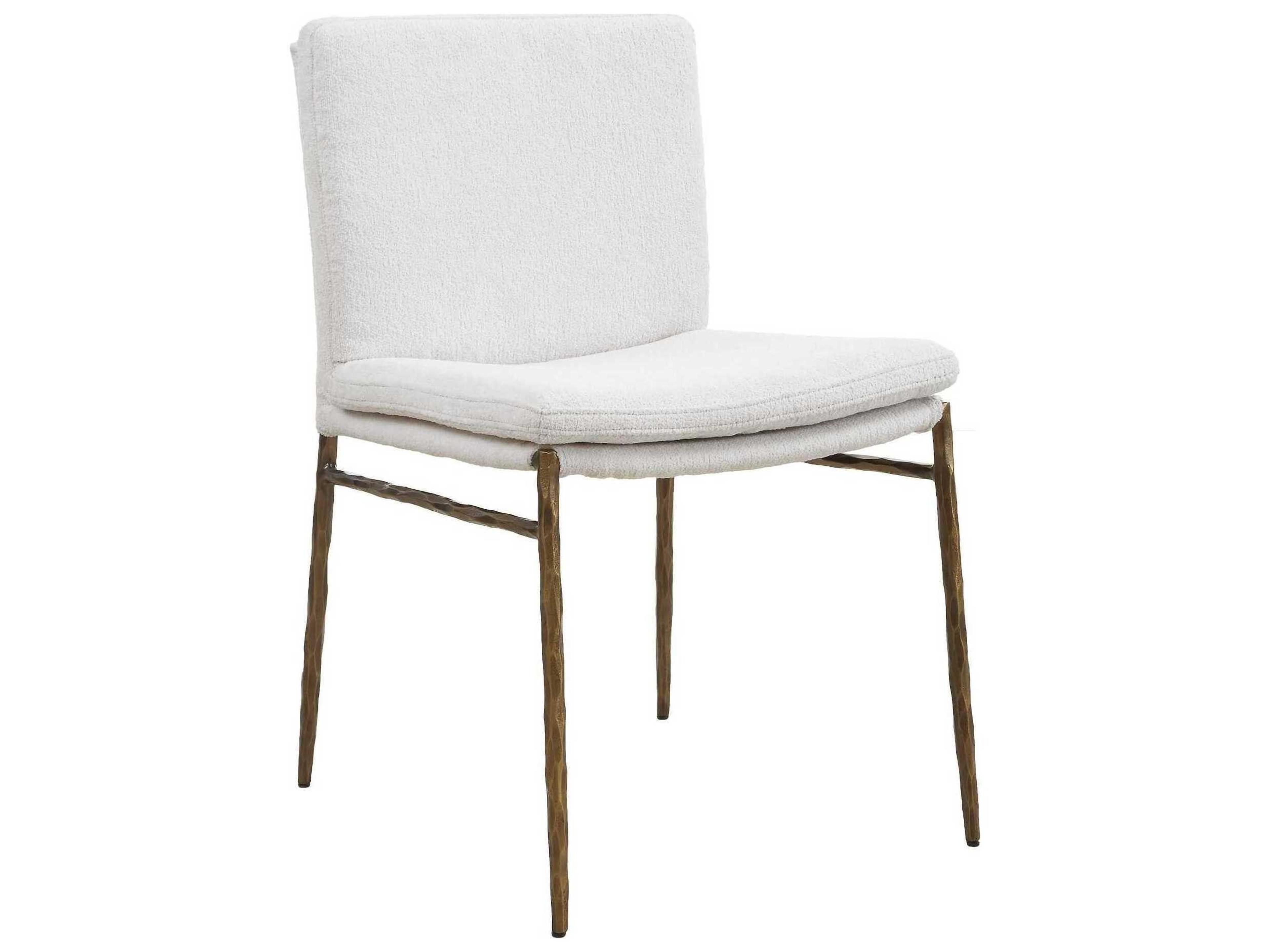 Ascend Plywood White Upholstered Armless Dining Chair