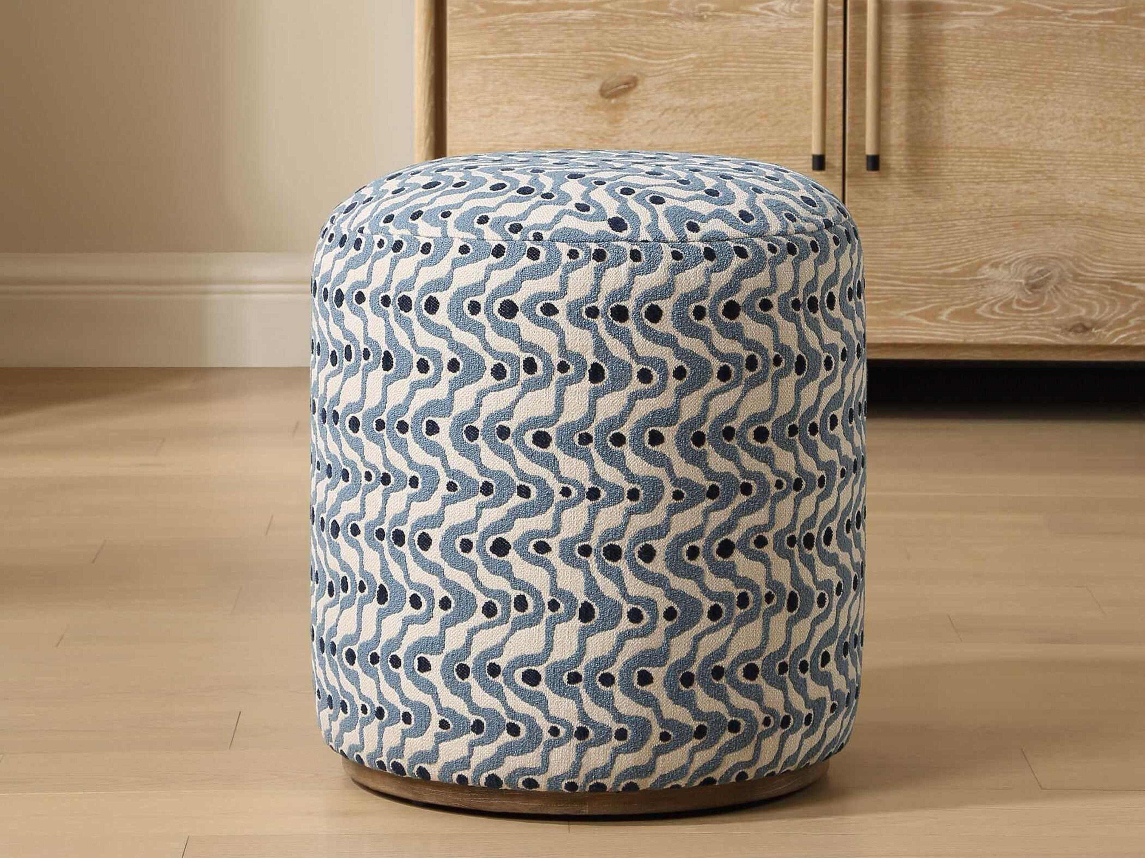 Uttermost Cas Blue Upholstered Ottoman